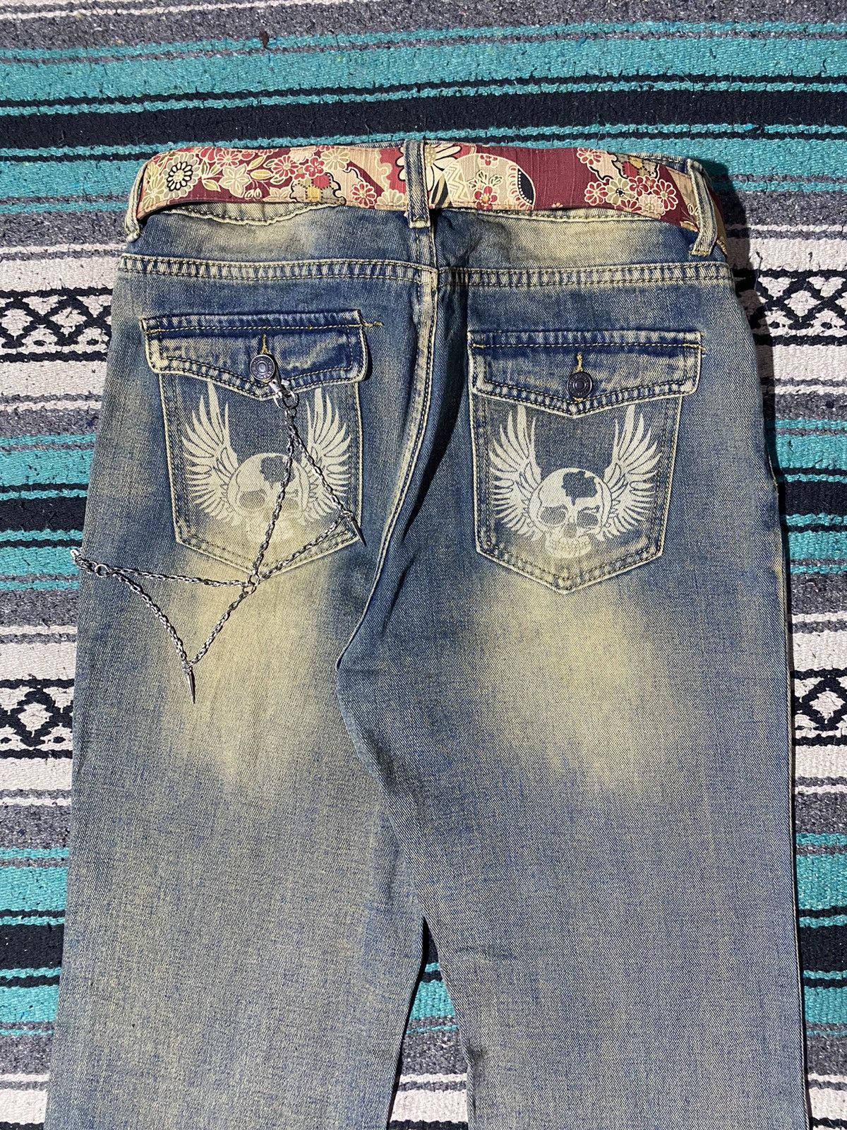 Kapital 2000s Romwe - Skull Mudwash Flared Denim Size US 31 - 8 Thumbnail