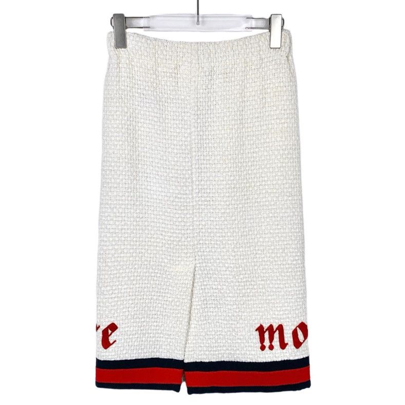 Gucci GucciLetter embroidery tweed beige cotton skirt long skirt Size 25" / US 0 / IT 36 - 2 Thumbnail