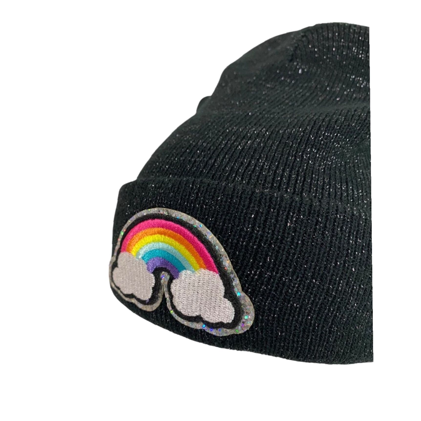 Nickelodeon VINTAGE JoJo Siwa Beanie Hat Womens One Size Black Sparkle Knit Rainbow Hat Size ONE SIZE - 4 Thumbnail