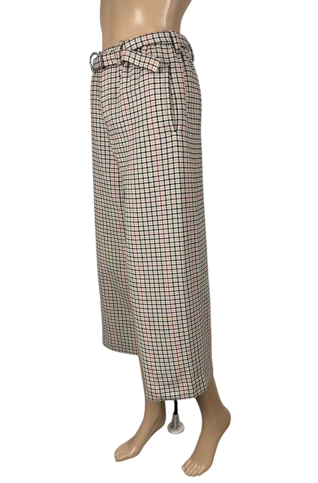 Maje Maje Poldi Plaid Wide Leg Cropped Pants Cotton-Wool size 34 Size 25" / US 0 / IT 36 - 1 Thumbnail