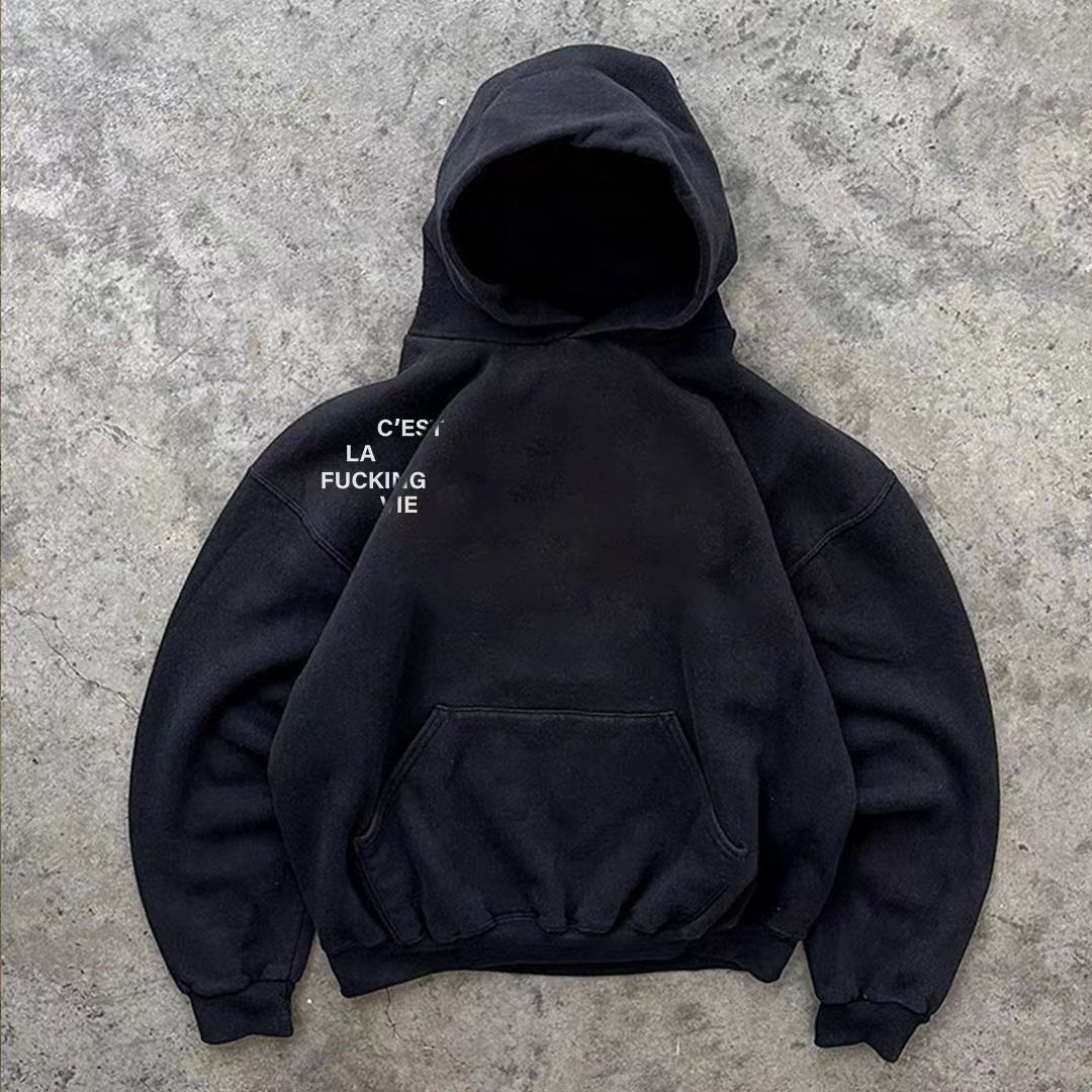 Vintage Black retro letter print hoodie y2k Size US M / EU 48-50 / 2 - 1 Thumbnail
