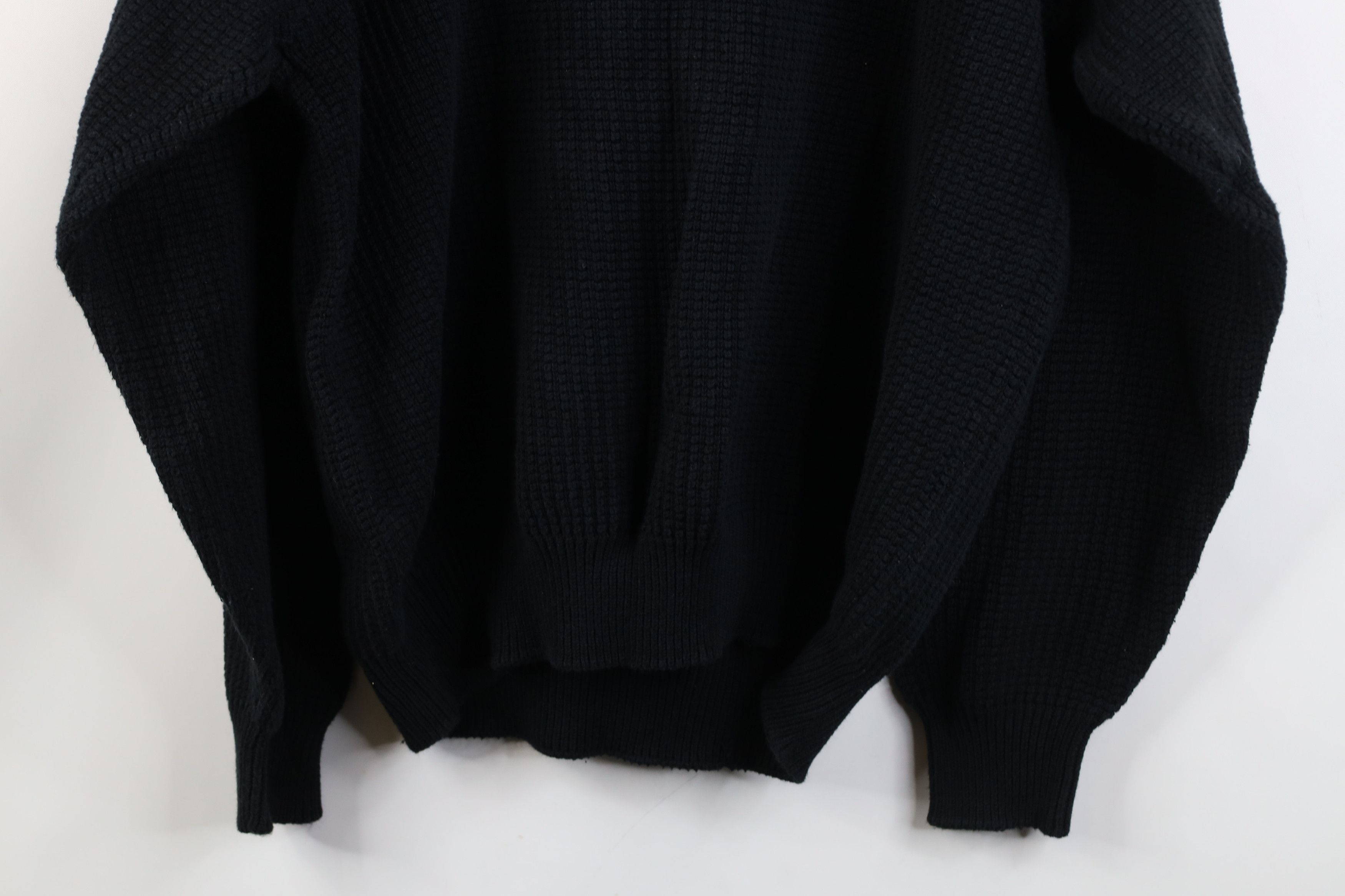 Vintage Vintage 90s Streetwear Ribbed Thermal Knit Sweater Black Size US L / EU 52-54 / 3 - 9 Thumbnail