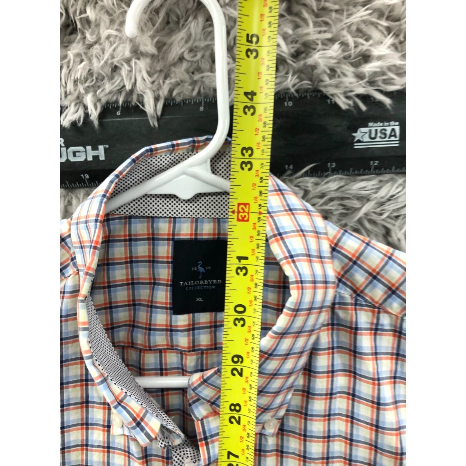 Tailorbyrd TAILORBYRD Collection Shirt Mens XL Long Sleeve Button-Down Collar Multicolor Check Embroidered Logo Performance All Seasons Size US XL / EU 56 / 4 - 6 Thumbnail