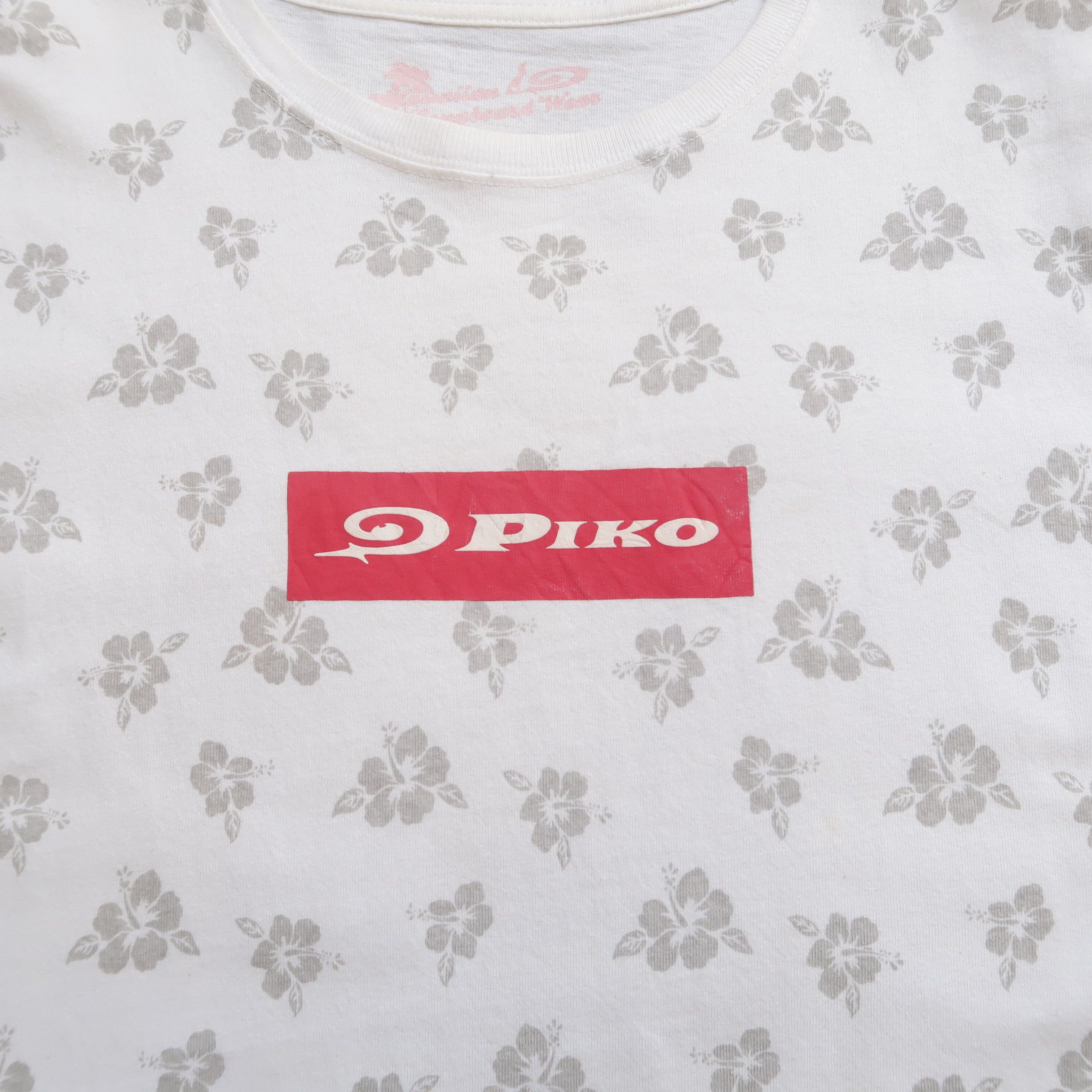 Japanese Brand 2000s Sun Surf by Piko Flower Print White T-Shirt Size US S / EU 44-46 / 1 - 5 Thumbnail