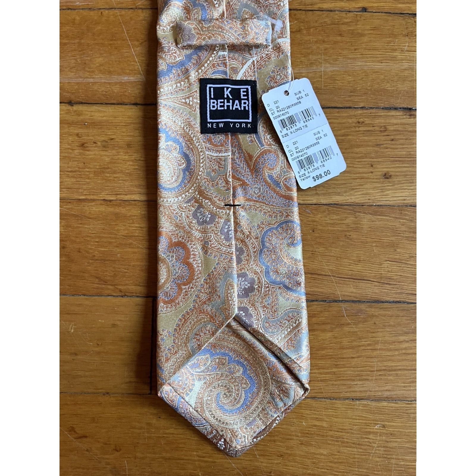 Ike Behar Ike Behar Tie Men’s Extra Long Yellow Paisley Size ONE SIZE - 3 Thumbnail