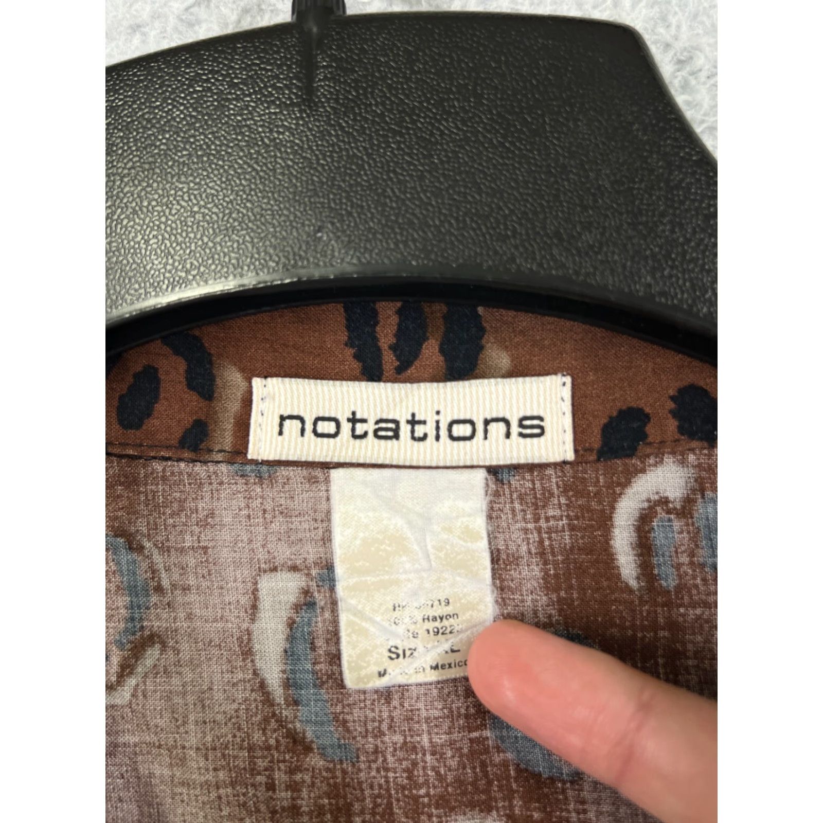 Vintage Notations Shirt Womens XL Brown Leopard Print Hawaiian Floral Rayon Vintage No Size XL / US 12-14 / IT 48-50 - 3 Thumbnail