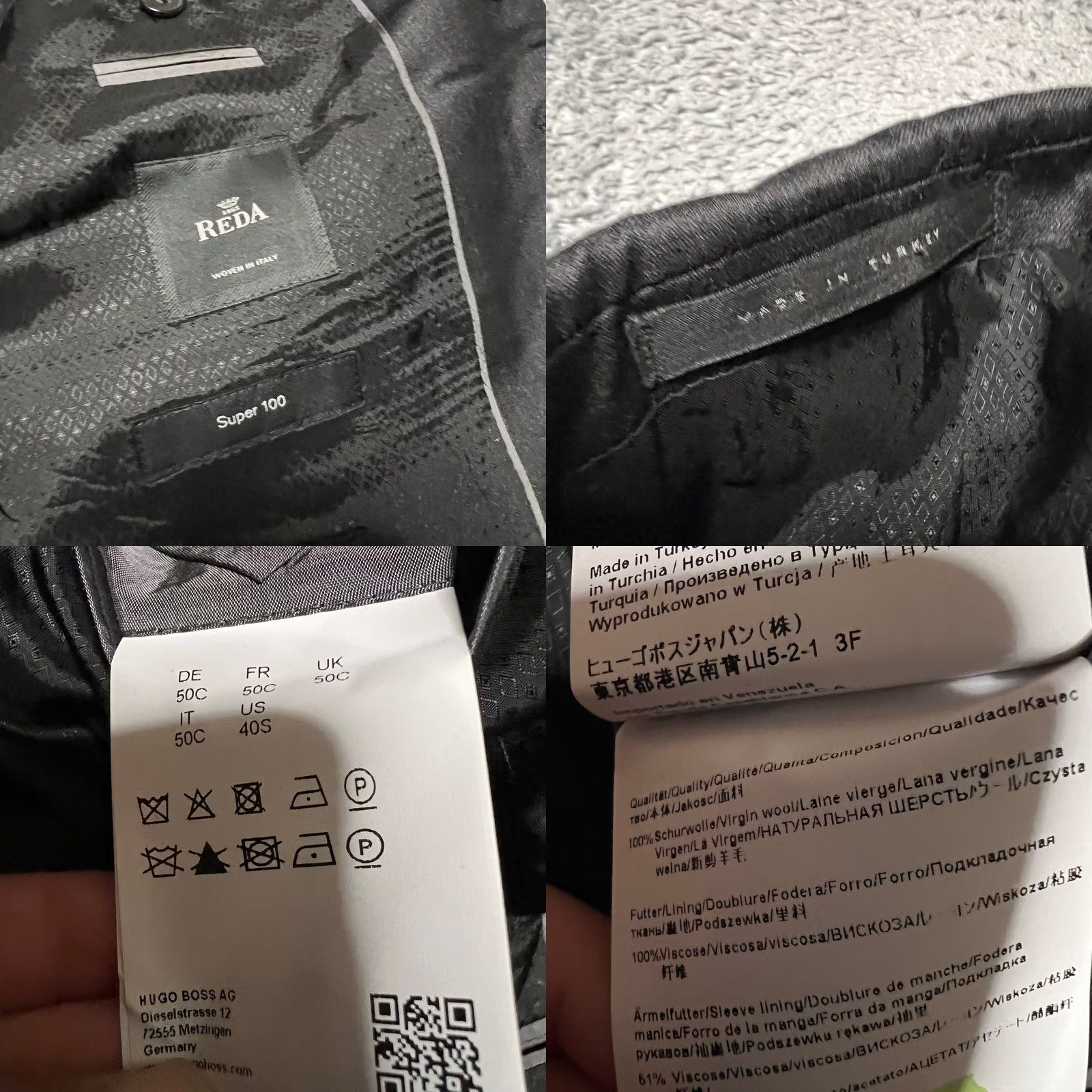Hugo Boss HUGO BOSS Coat Mens 40 Black Blazer 40S Reda Super Wool Two Button Sport Size 40R - 9 Thumbnail