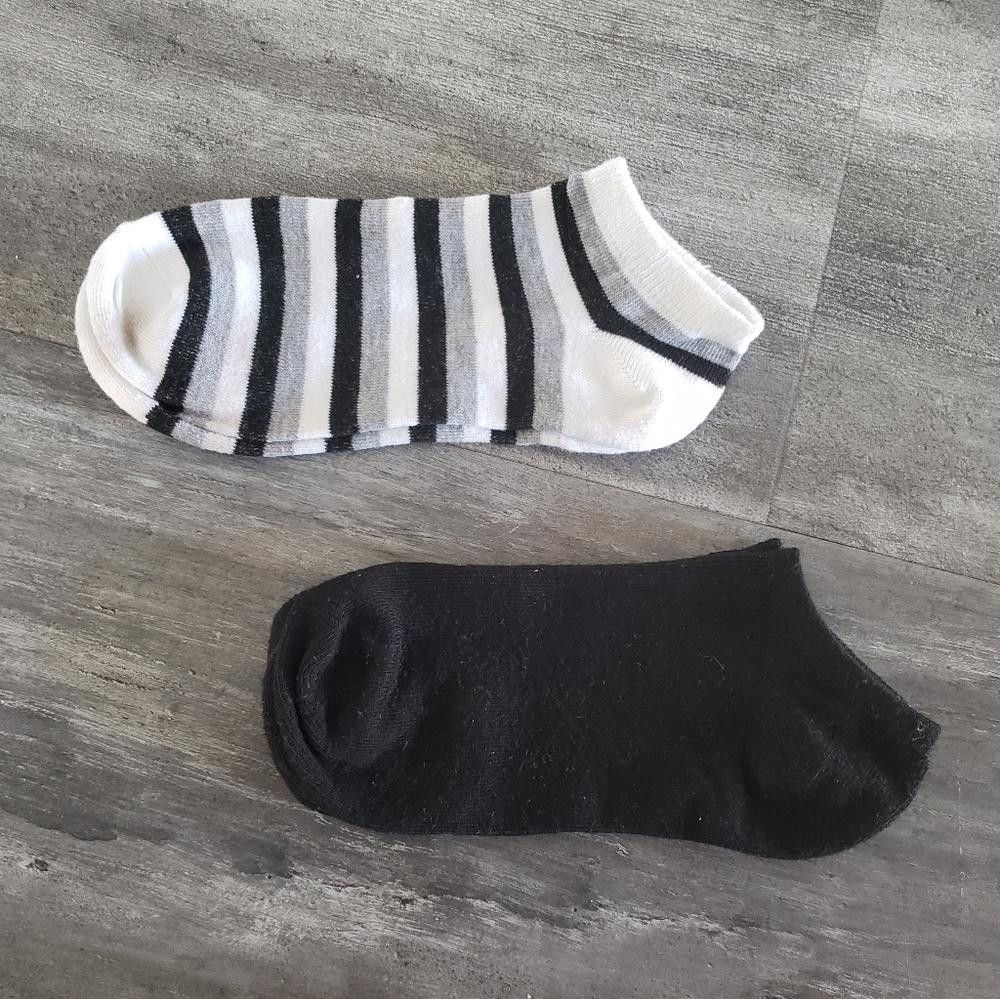 Designer Grey Black Striped Sport Sock 2 Bundle Size ONE SIZE - 1 Thumbnail
