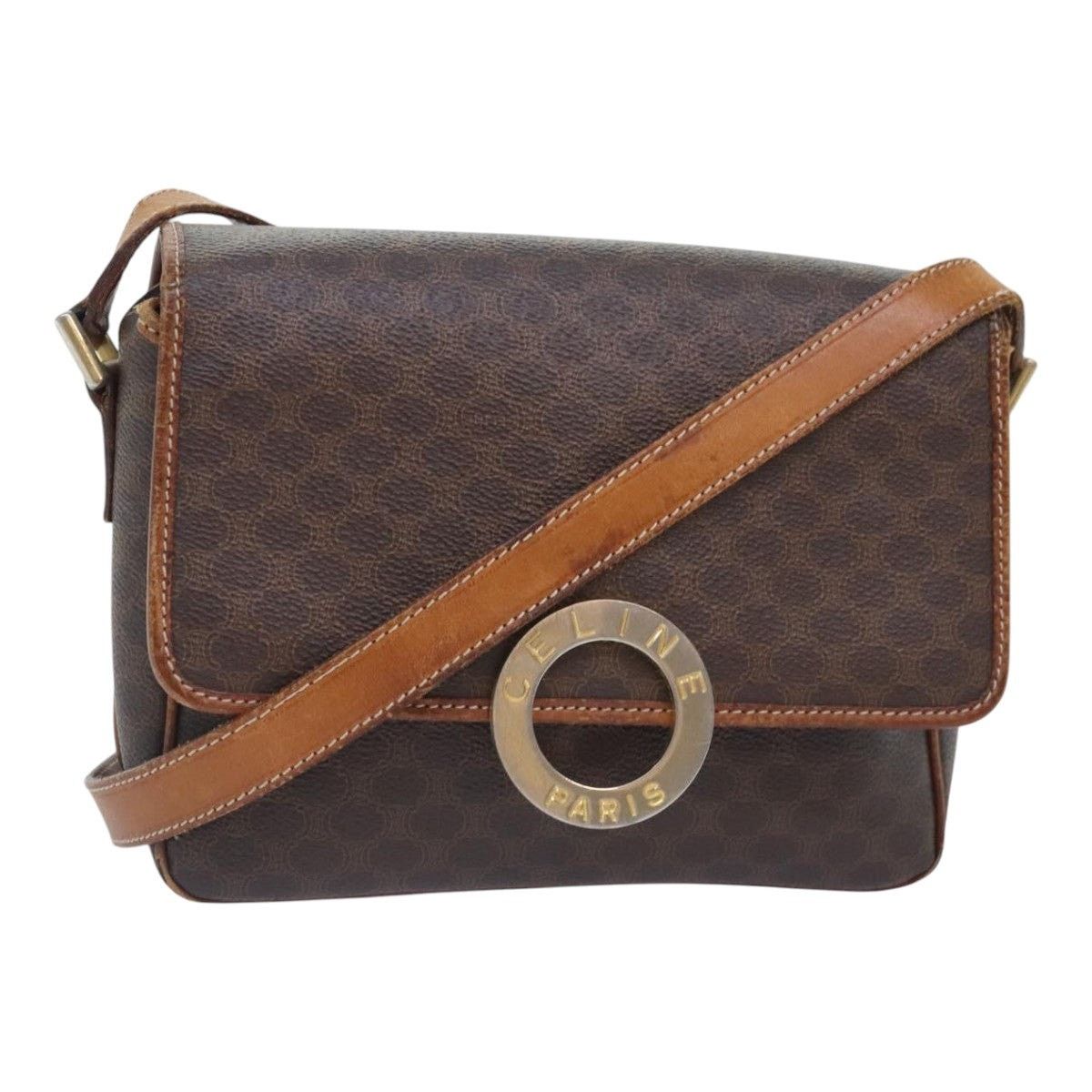 Celine CELINE Macadam Canvas Shoulder Bag Pvc Leather Brown Gold Size ONE SIZE - 1 Thumbnail