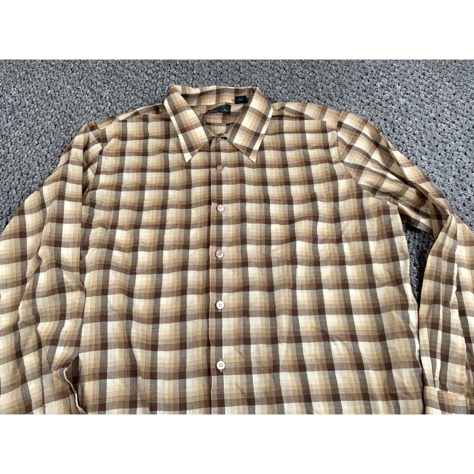 JCPenney VTG 80s Shadow Plaid Shirt Adult Large Beige Brown Lightweight Cotton JCPenney Size US L / EU 52-54 / 3 - 4 Thumbnail