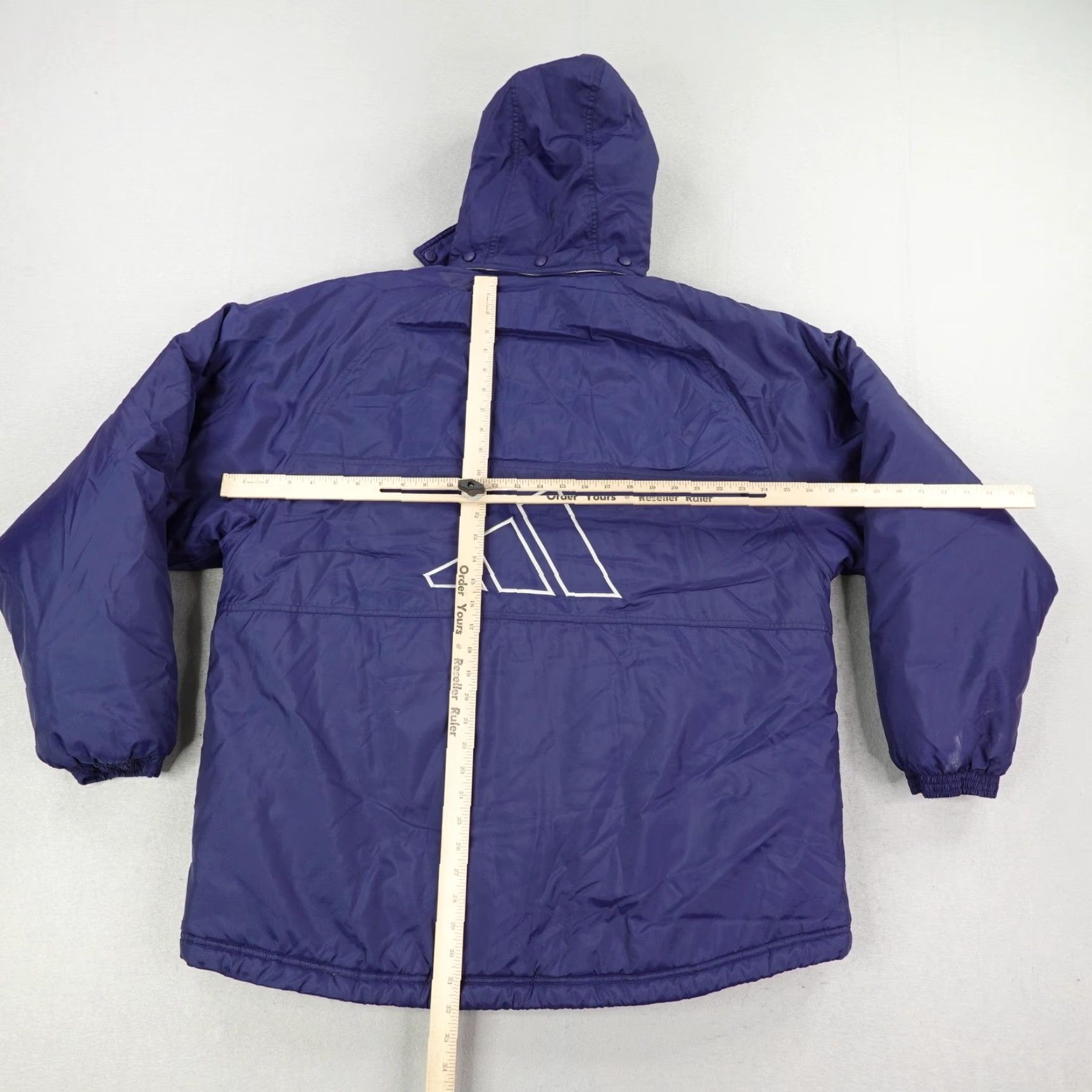 Adidas VINTAGE adidas Jacket Mens Large Blue Removable Hood Quilted Coat Parka Y2K Zip Size US L / EU 52-54 / 3 - 4 Thumbnail