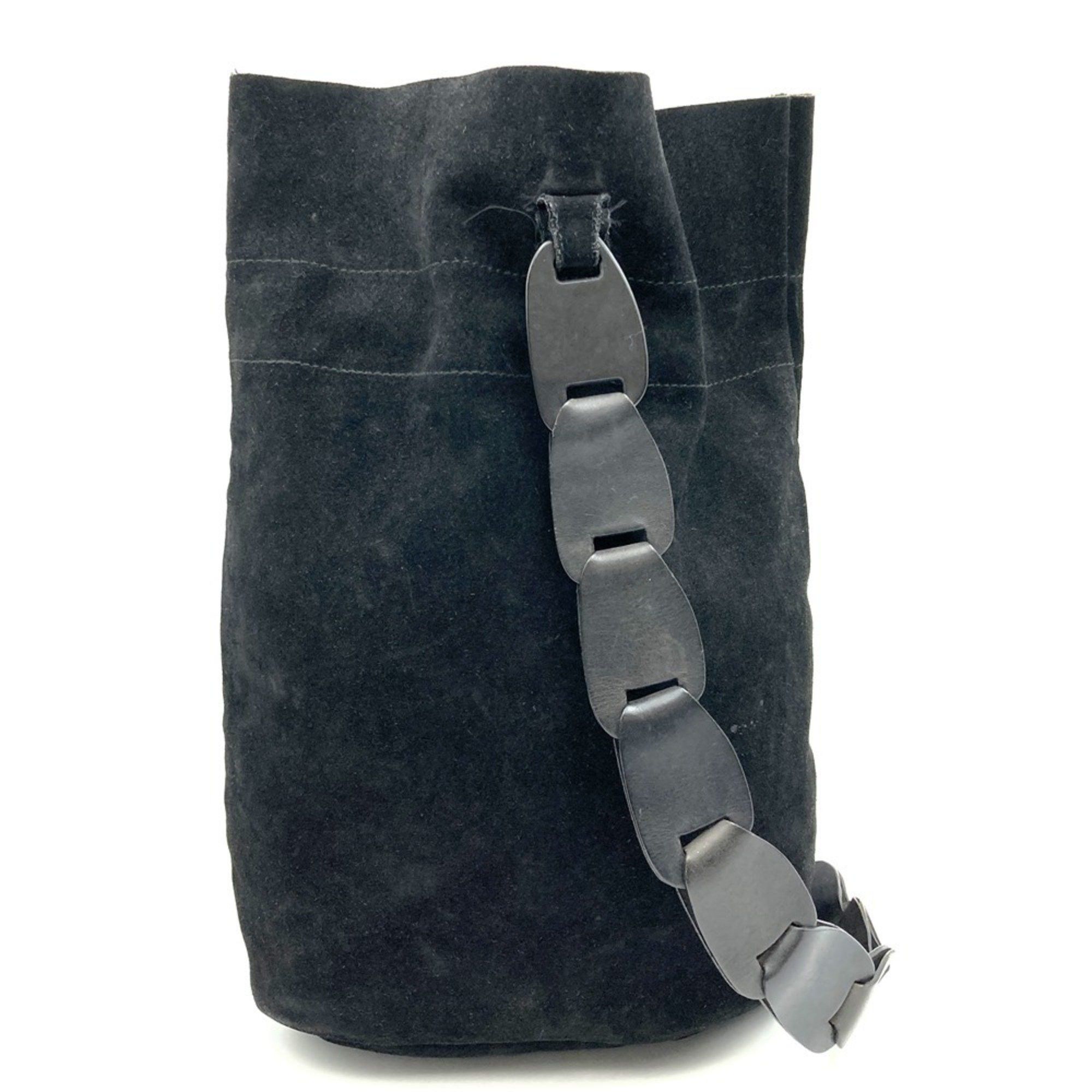 Gucci 001 2040 Shoulder Bag Suede Leather Black Women's