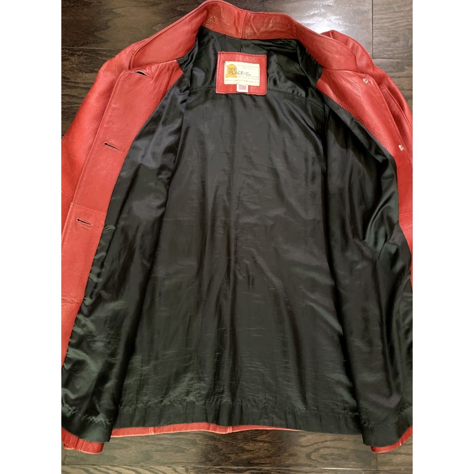 Vintage VINTAGE W.B. PLACE USA WESTERN Rancher Leather JACKET Mens Medium Red Lined Jacket, Leather, Long, Button Closure, Solid, Sheriff Theme Size US M / EU 48-50 / 2 - 4 Thumbnail