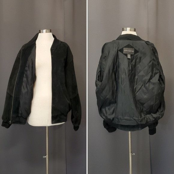 Croft & Barrow × Vintage Vintage 90s y2k Black Suede Leather Aviator Distress Bomber Size US L / EU 52-54 / 3 - 2 Thumbnail