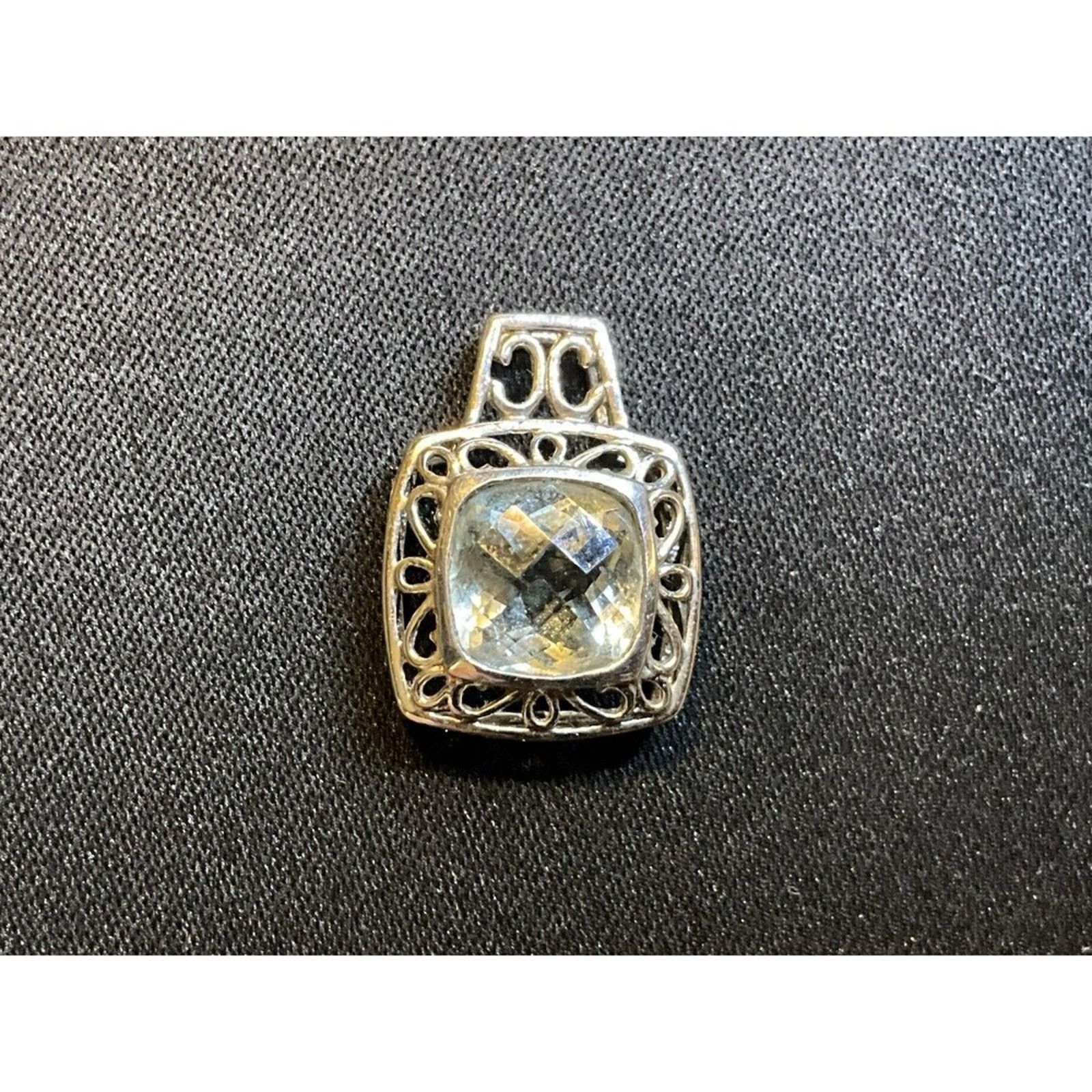 Other 925 Sterling Silver Aqua Crystal Filigree Pendant Size ONE SIZE - 2 Thumbnail