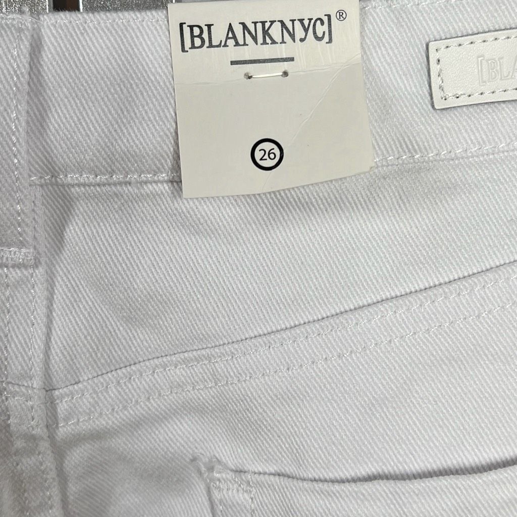 BLANKNYC Blank NYC Rhinestones Fringe Mini White Denim Skirt NWT 26 Size 26" / US 2 / IT 38 - 13 Thumbnail