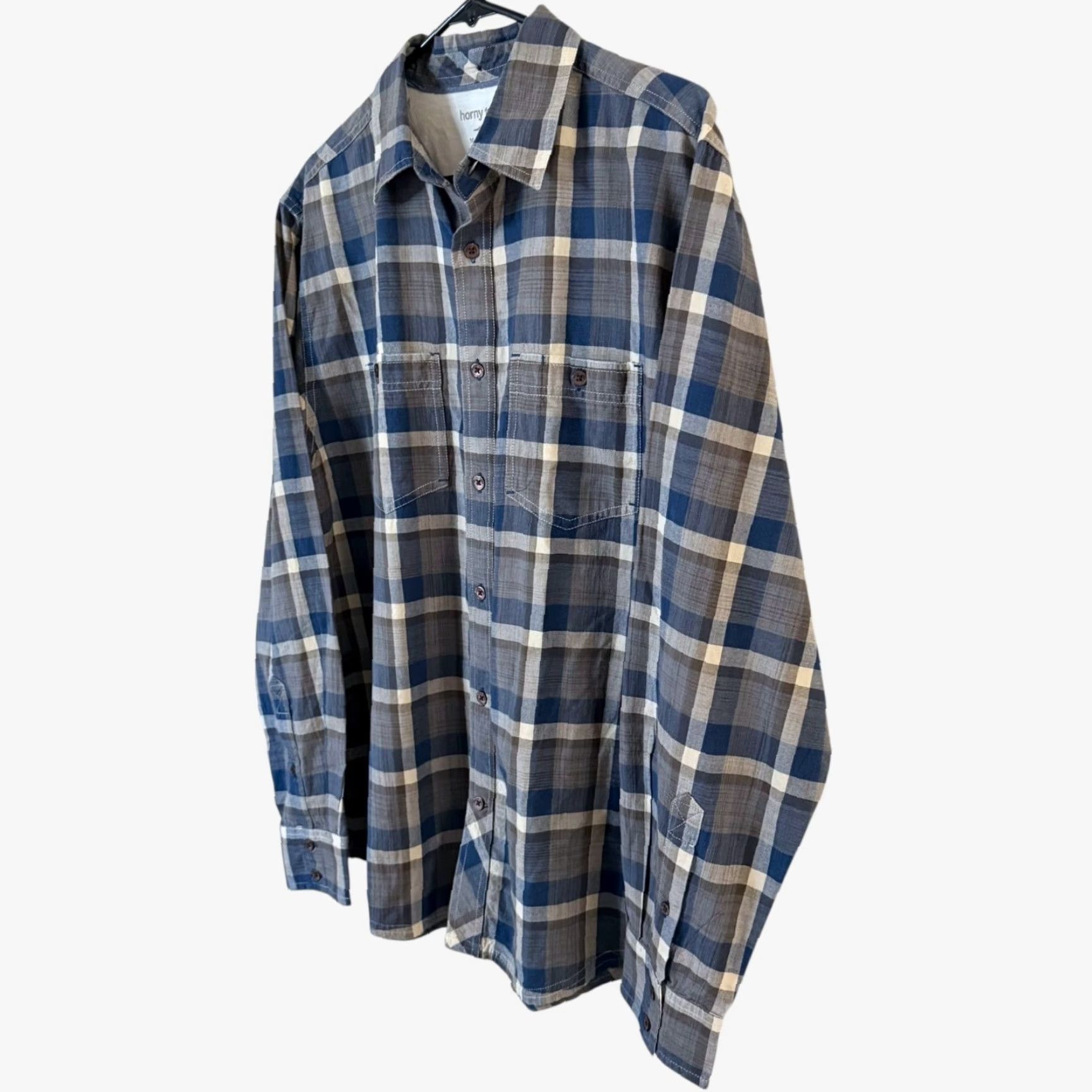 Vintage VINTAGE Horny Toad Button-Up Shirt Gray Blue Plaid Long Sleeve Cotton M Men’s Medium Classic Casual Size US M / EU 48-50 / 2 - 2 Thumbnail