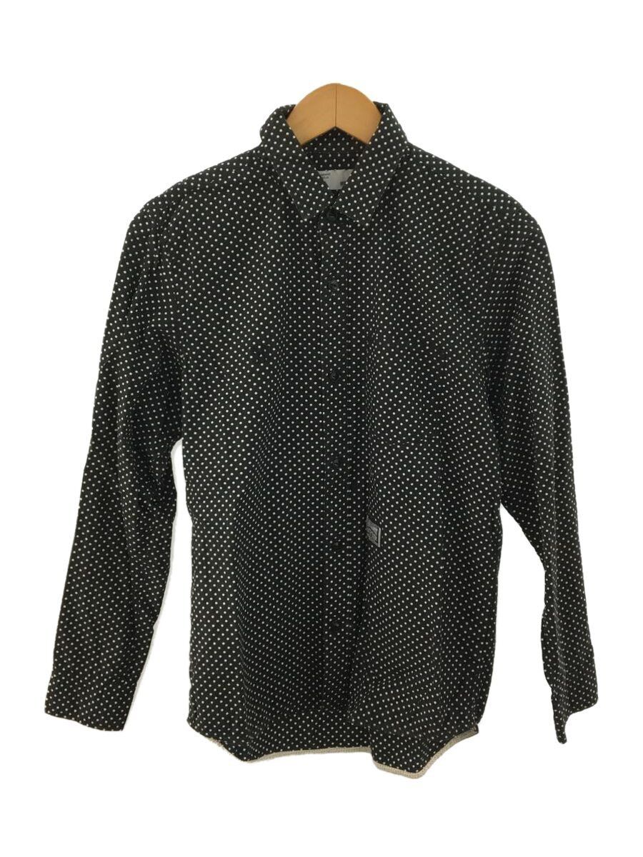 Shirt Long sleeve Cotton Dot Button Down Chest Pocket Black