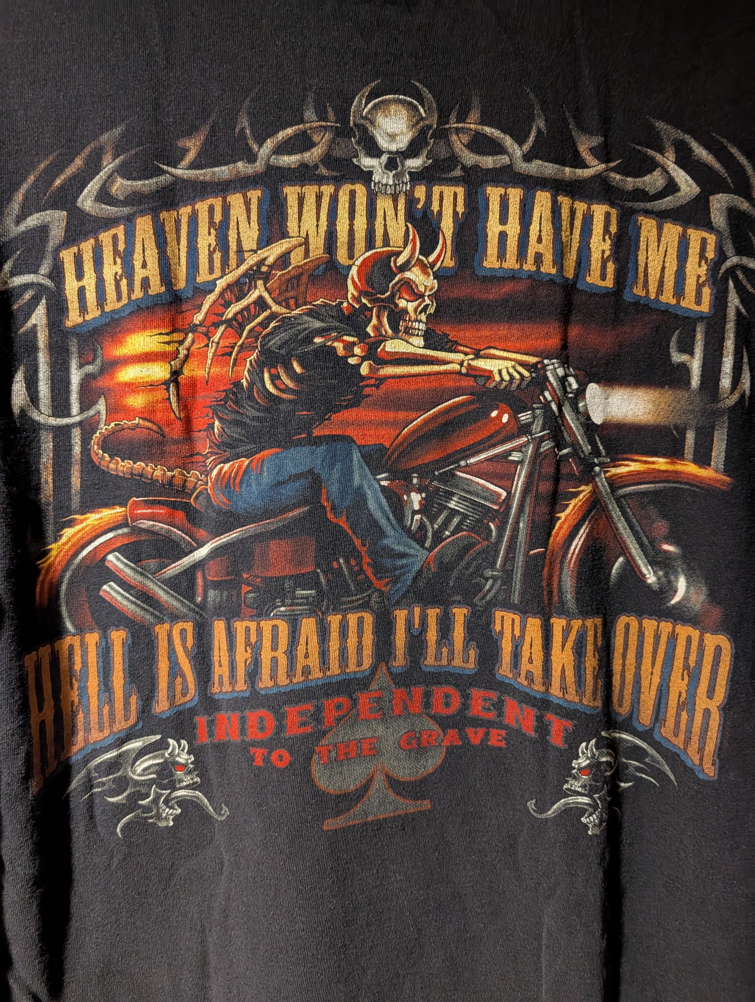 Harley Davidson Vintage Y2K Independent to the Grave Motorcycle Devil -Shirt Size US L / EU 52-54 / 3 - 2 Thumbnail