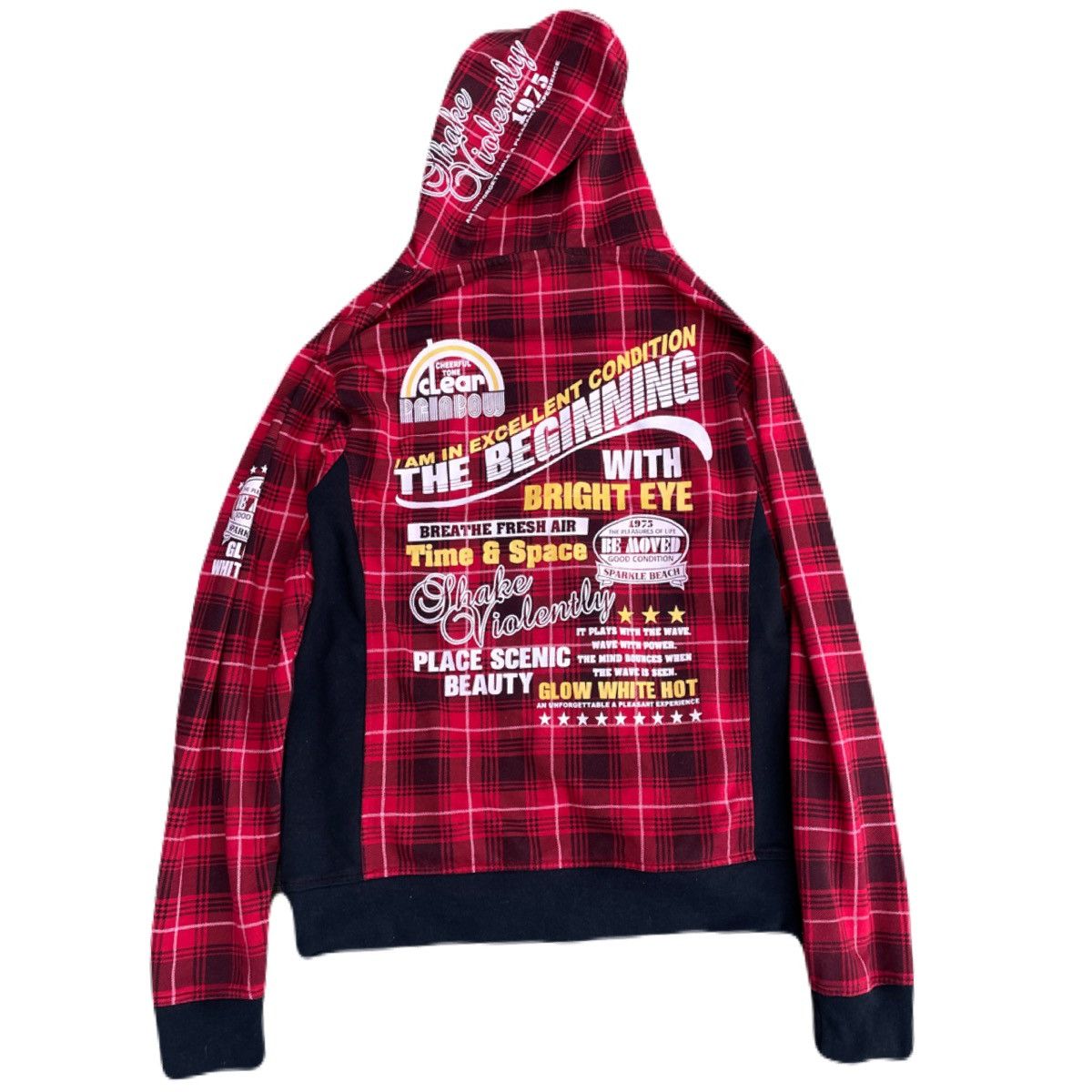 If Six Was Nine 2000s Japanese archive Vkei Poem Plaid Zip-up Hoodie Y2K Size US L / EU 52-54 / 3 - 4 Thumbnail
