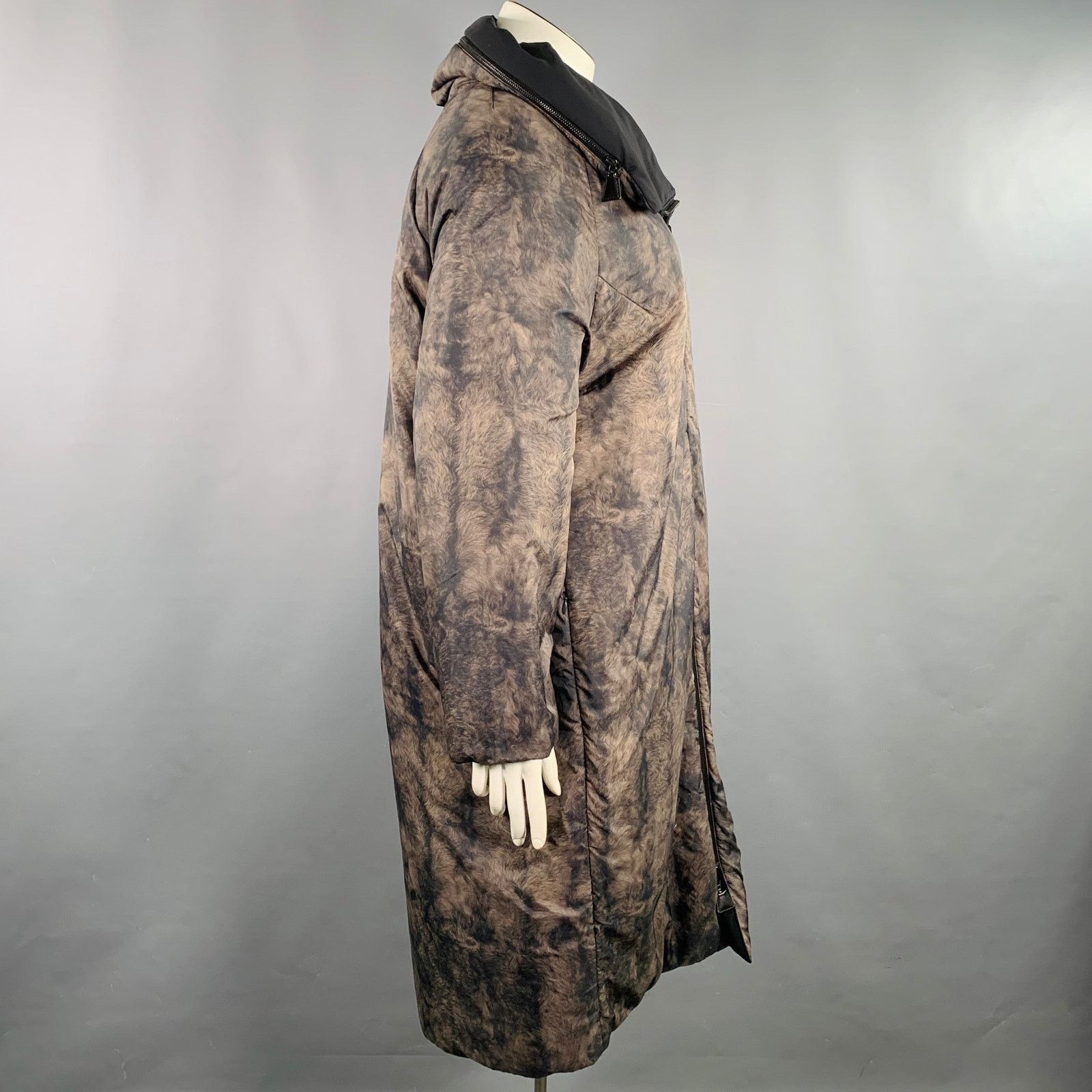 Akris AKRIS 14 Black Brown Fur Effect Nylon Reversible Puffer Coat Size XL / US 12-14 / IT 48-50 - 3 Thumbnail