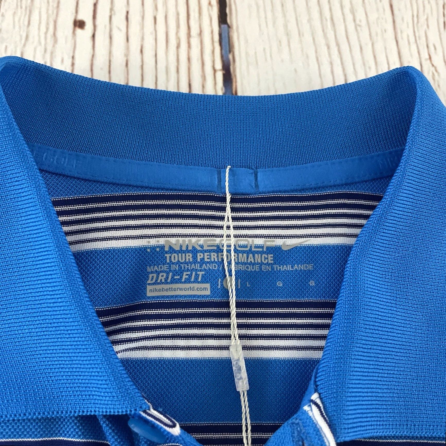 Nike Nike Tour Performance Striped Short Sleeve Polo Shirt Men's L Blue Size US L / EU 52-54 / 3 - 3 Thumbnail