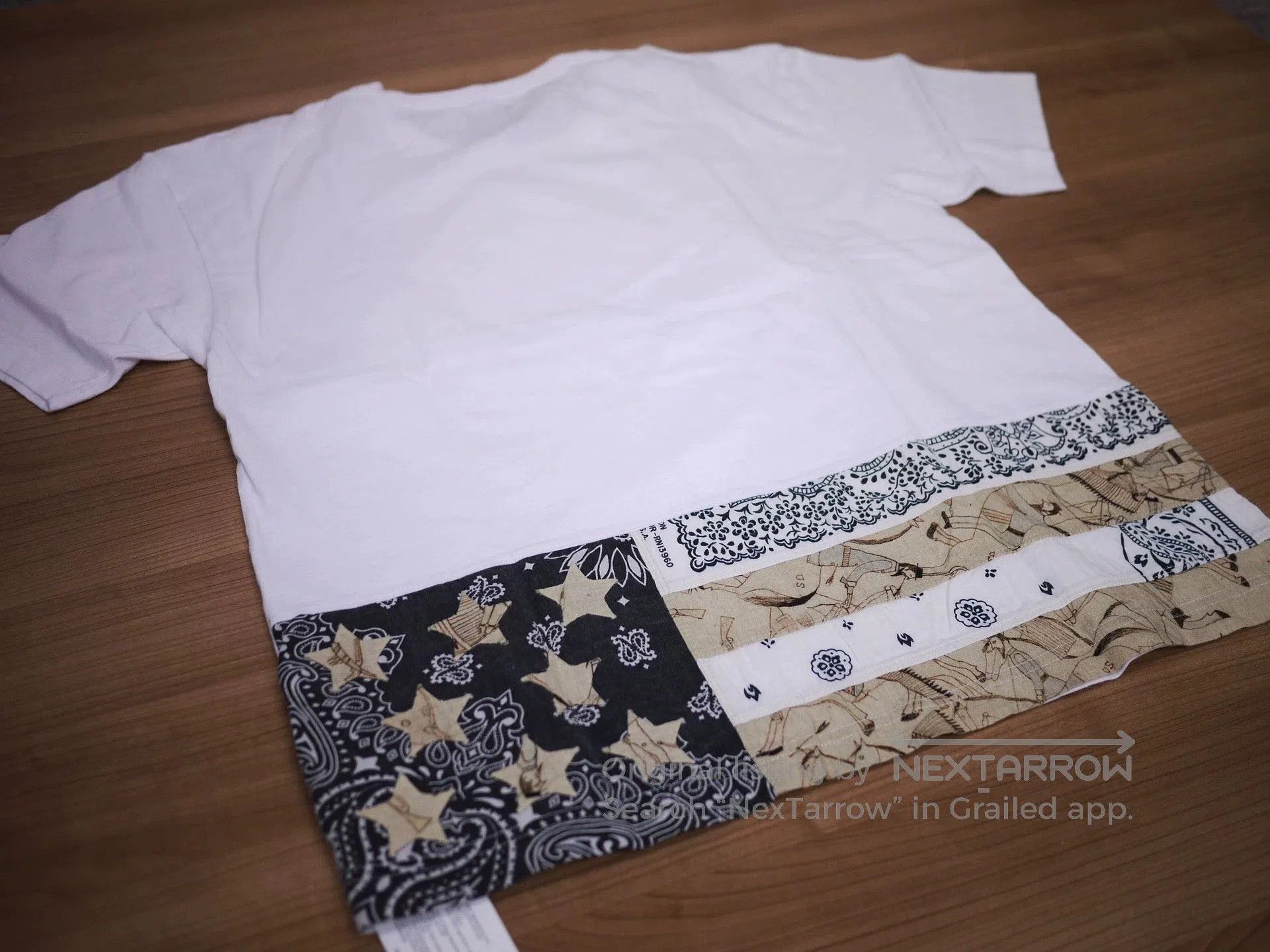 Visvim White Short Sleeve Shirt with Patterned Hem. Size US L / EU 52-54 / 3 - 2 Thumbnail