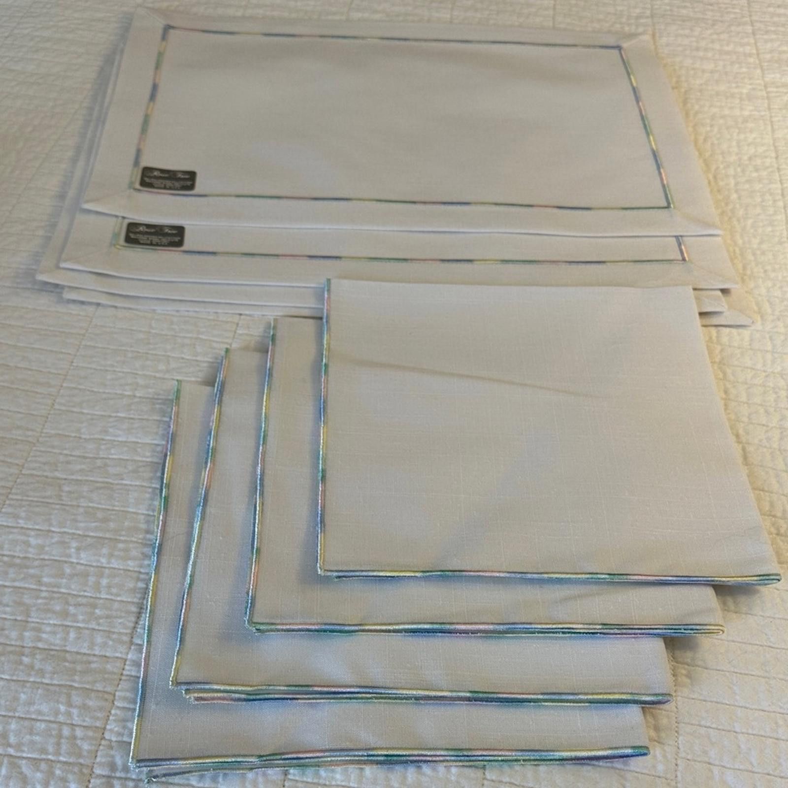 Other Easter White Linen Placemats Pastel Trim Napkins Set of 4 Size ONE SIZE - 1 Thumbnail