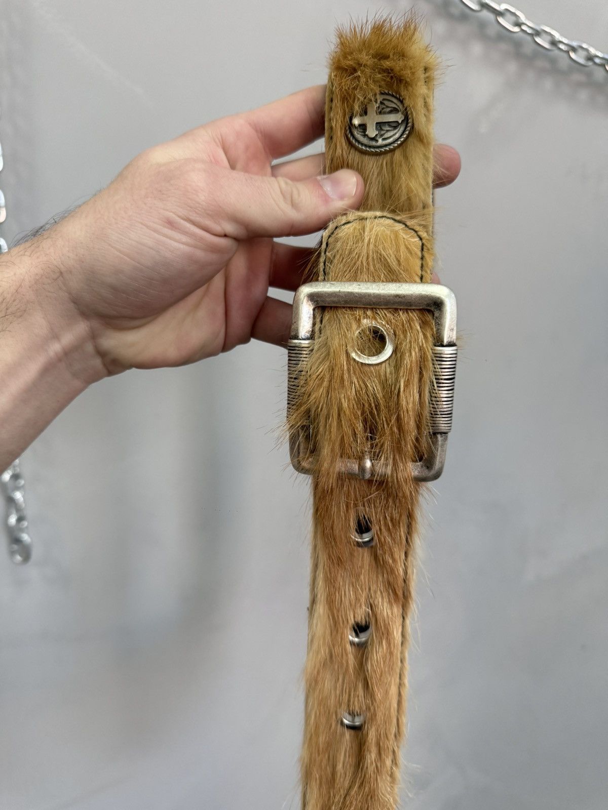 Le Grande Bleu (L.G.B.) × Vintage Vintage Leather Hairy Fur Belt Y2K Cowboys Style Size ONE SIZE - 11 Thumbnail