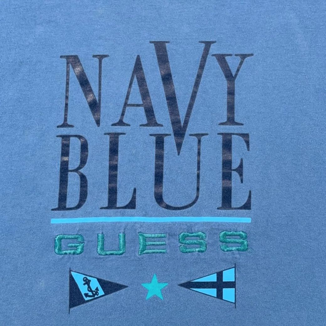 Guess VINTAGE Guess Shirt Adult LARGE Blue Cotton Nautical Navy Flags Logo USA 90s Size US L / EU 52-54 / 3 - 2 Thumbnail