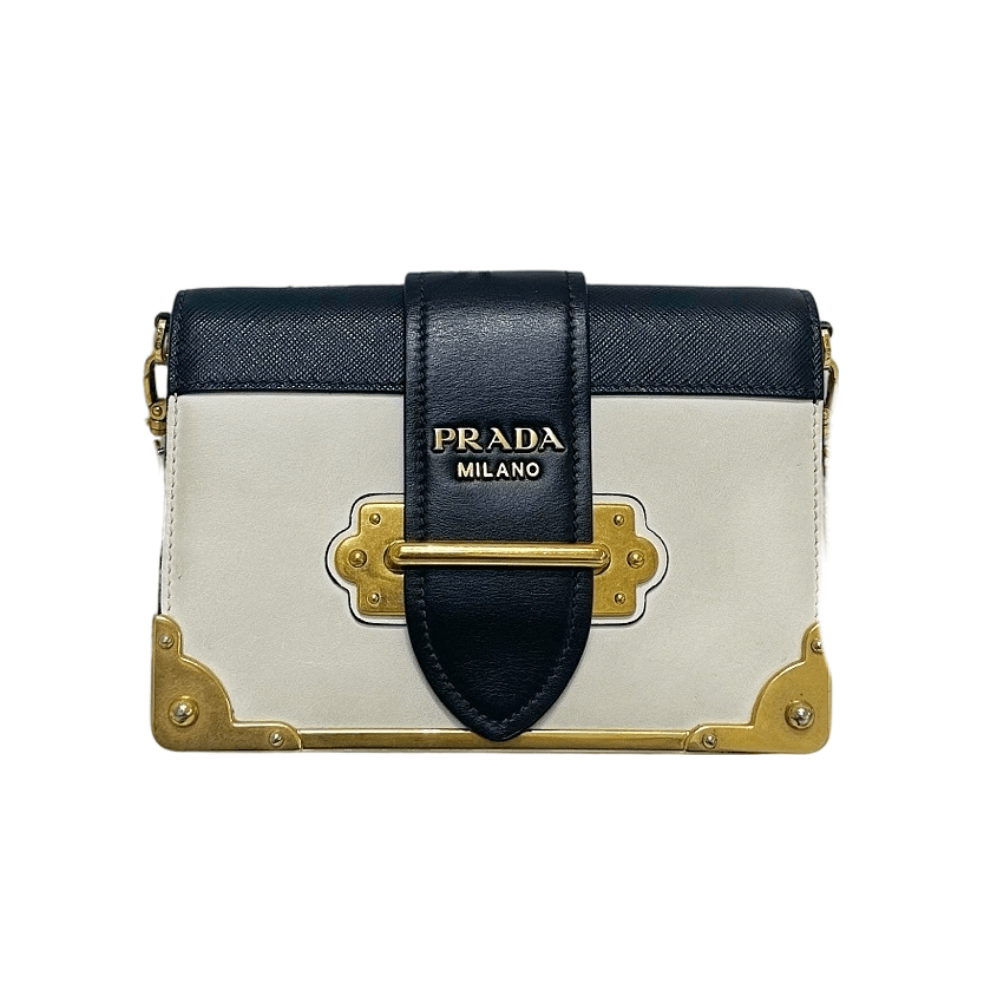 Prada Prada Two-Tone Leather Cahier Shoulder Bag Size ONE SIZE - 1 Thumbnail