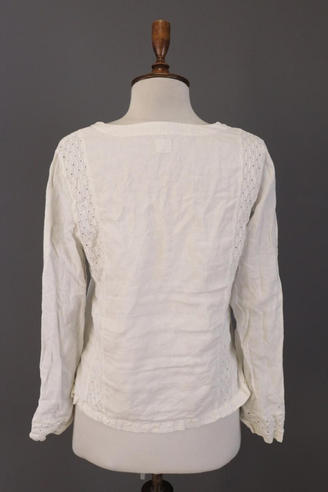 120% Lino 120% Lino White Long Sleeve V-Neck Summer Linen Top Shirt Size M / US 6-8 / IT 42-44 - 10 Thumbnail