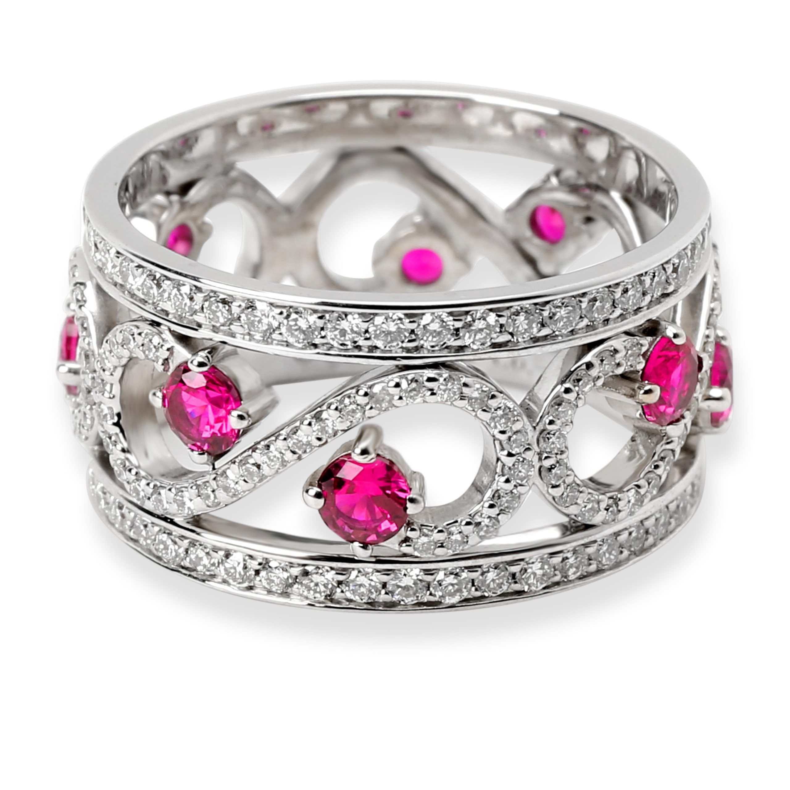 image of Tiffany Co Tiffany & Co. Enchant Diamond & Ruby Ring In 18K White Gold, Women's