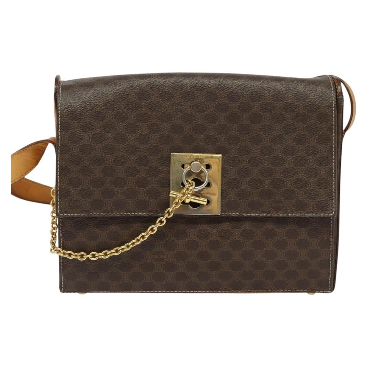 Celine CELINE Macadam Canvas Shoulder Bag Pvc Leather Brown Gold Size ONE SIZE - 2 Thumbnail
