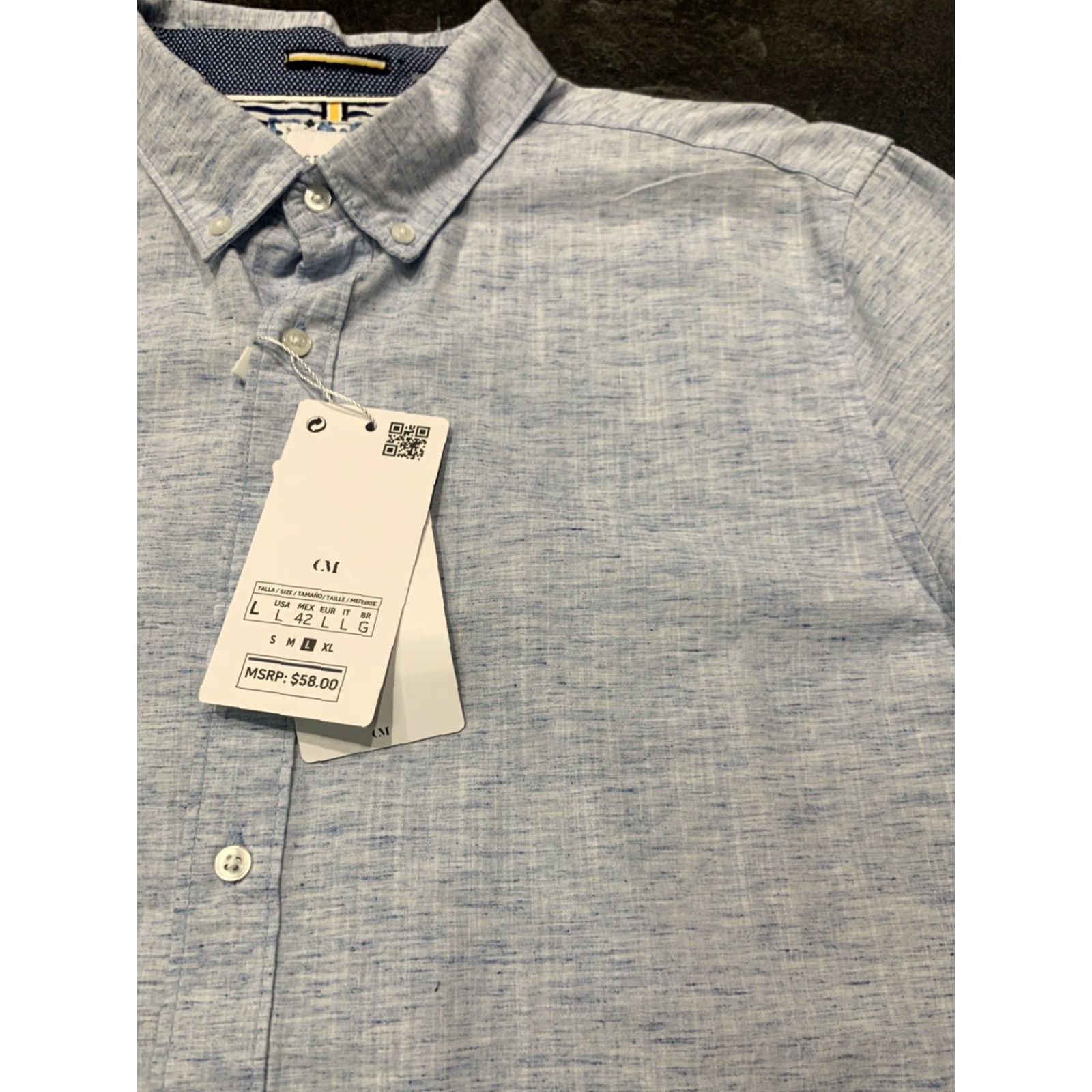 Vintage Cactus Man Ricky Singh Floral Flip Cuff Button Shirt Mens L Blue Long Sleeve NWT Size US L / EU 52-54 / 3 - 3 Thumbnail