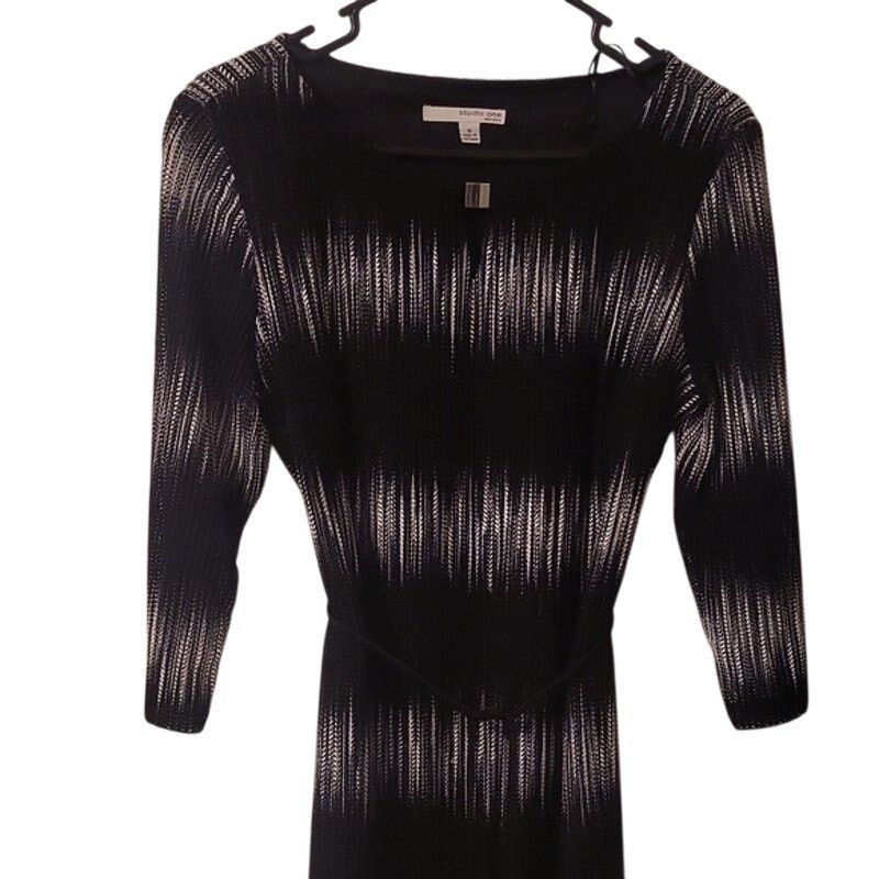 Other Studio One Black Dress Size 8 Midi Style with 3/4 Sleeves Size M / US 6-8 / IT 42-44 - 4 Thumbnail