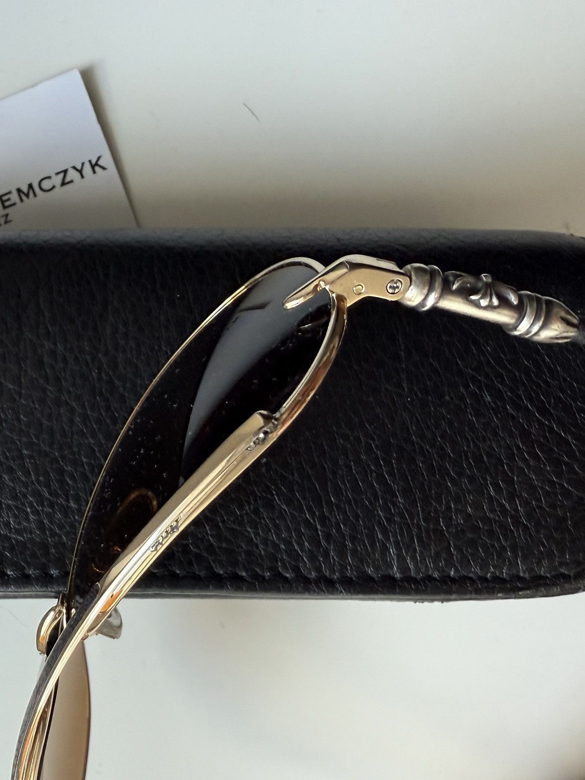 Chrome Hearts Chrome Hearts 14k gold plated leather aviator sunglasses Size ONE SIZE - 7 Thumbnail