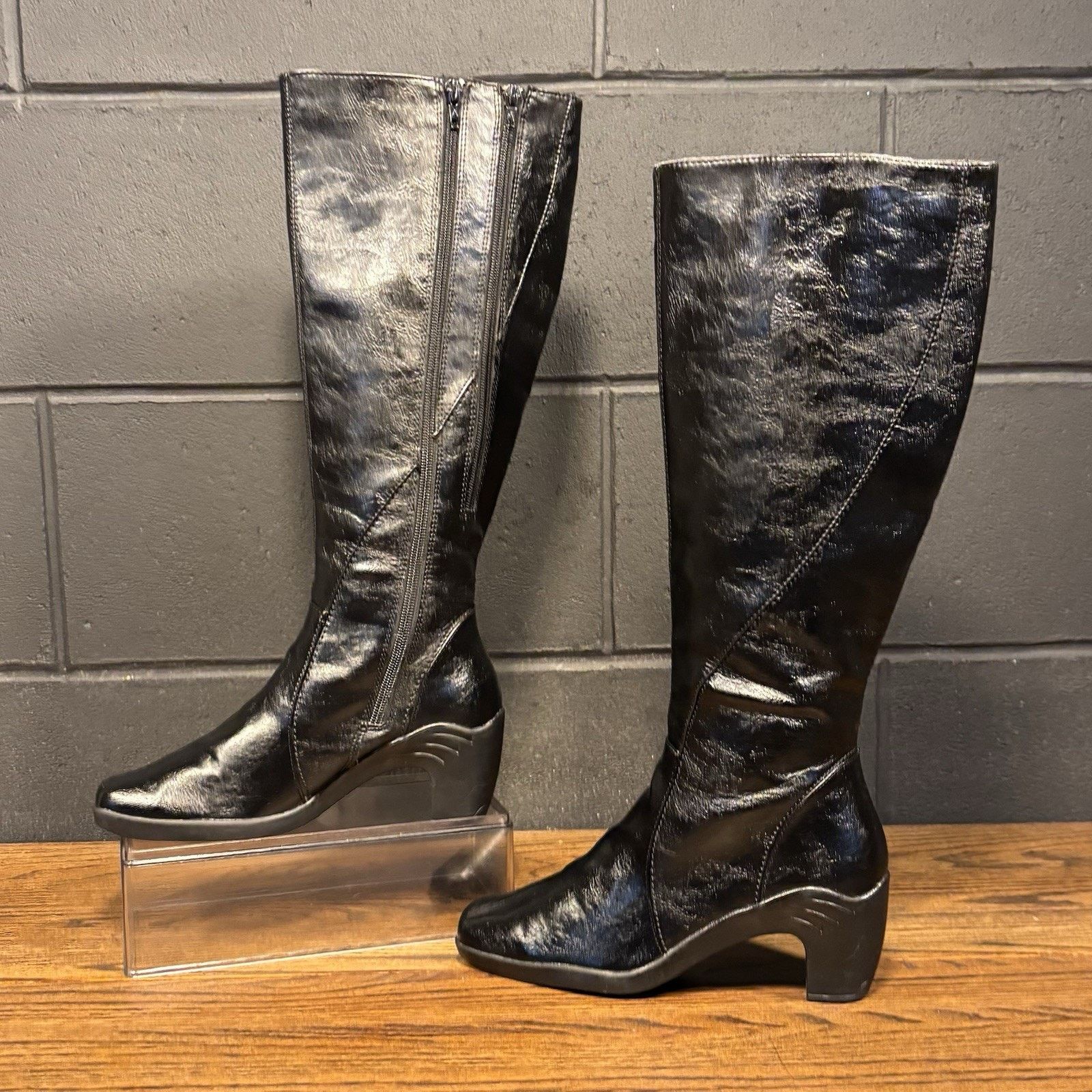 Y2K Vintage Aerosoles Black Square Toe Knee High Boots