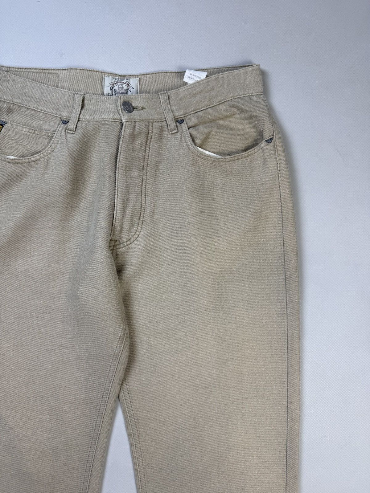 Armani AJ Armani Jeans Vintage Metal Logo Men’s Linen Chino Pants Size US 33 - 7 Thumbnail