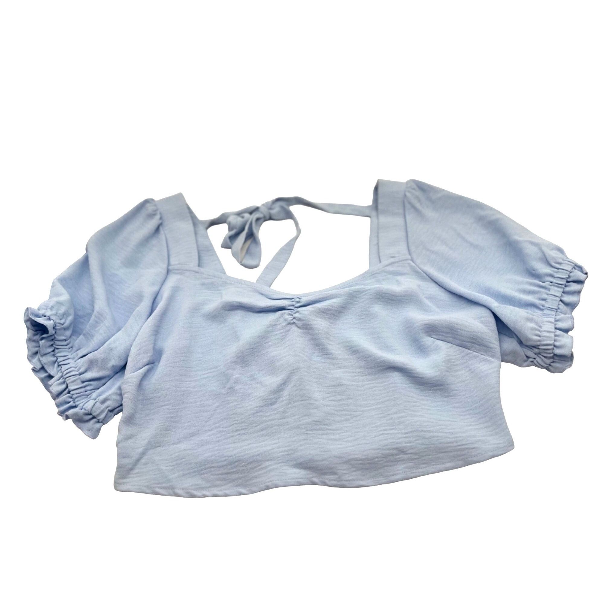 Other And Now This Plus Size Tie-Back Crop Top, Chambray Blue, OX Size ONE SIZE - 2 Thumbnail
