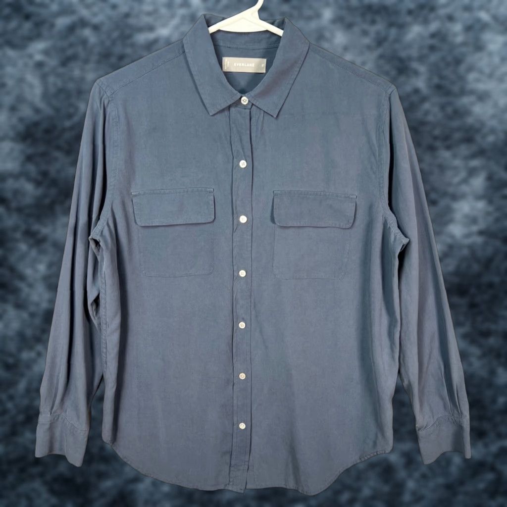 Everlane Everlane Button-Up Shirt Womens Size 2 Long Sleeve 100% Silk Blue Size XS / US 0-2 / IT 36-38 - 1 Thumbnail