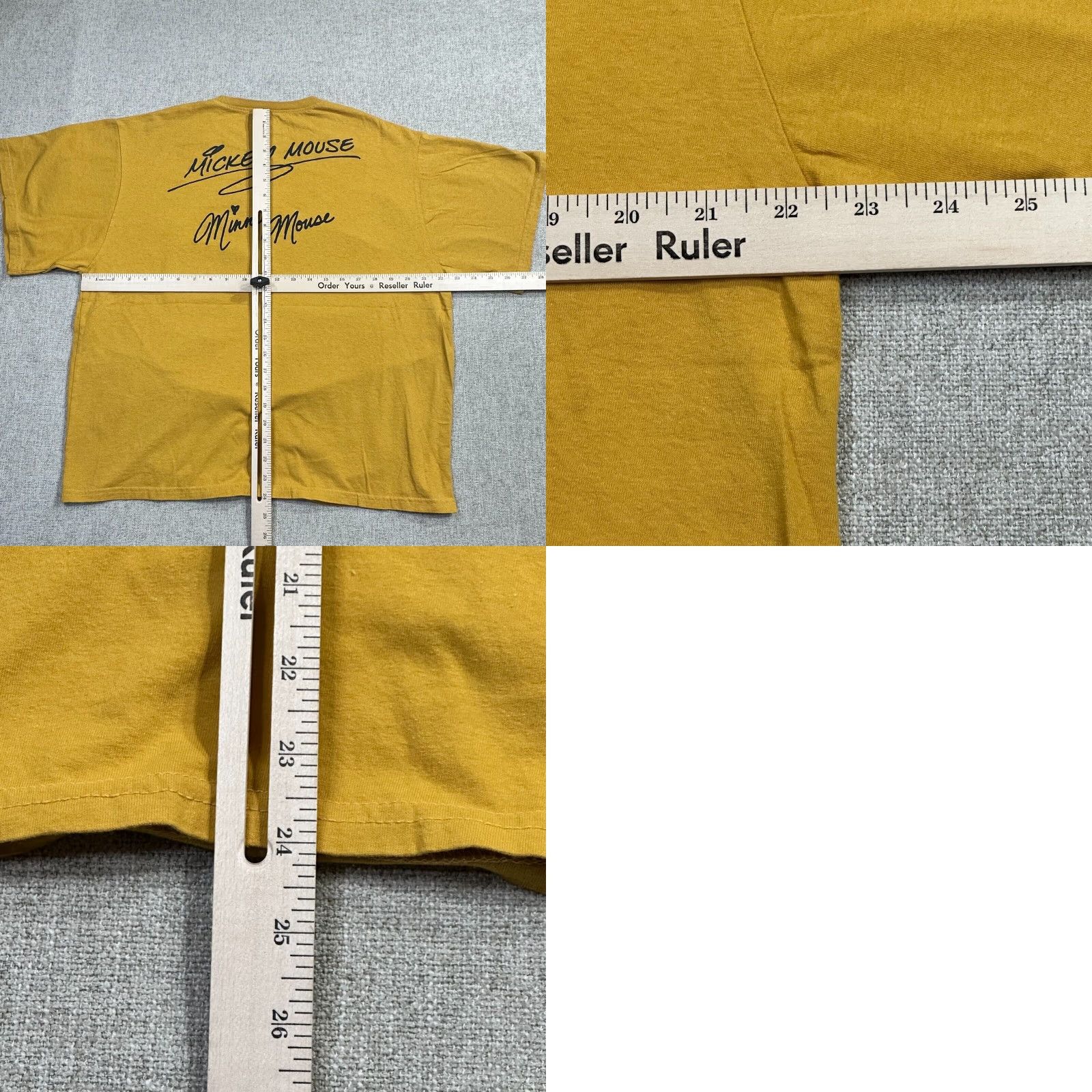 Disney VINTAGE Disney Cartoon Shirt Adult XL Mickey and Minnie Mouse Double-Sided Mustard Yellow Logo Breathable Easy Care Size US XL / EU 56 / 4 - 8 Thumbnail