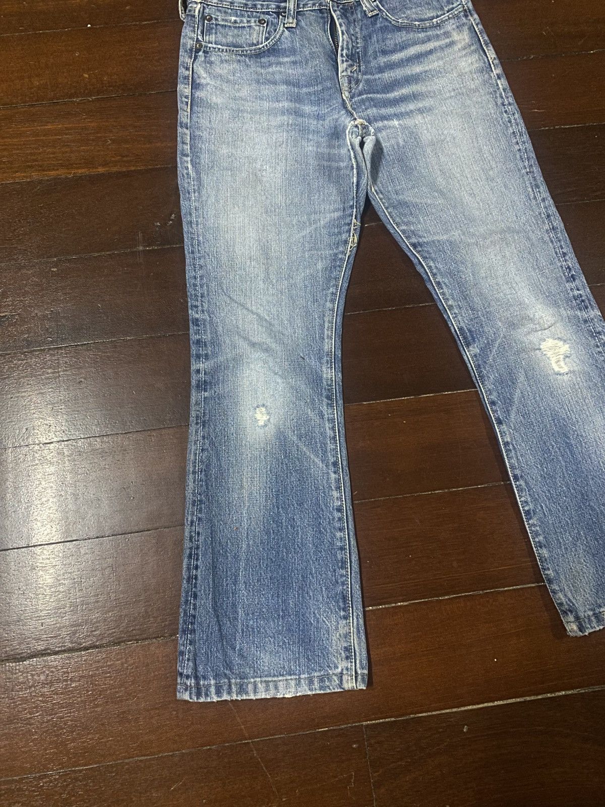 Sugar Cane Vintage sugar cane denime mud wash wide bootcut distressed Size 31" - 3 Thumbnail
