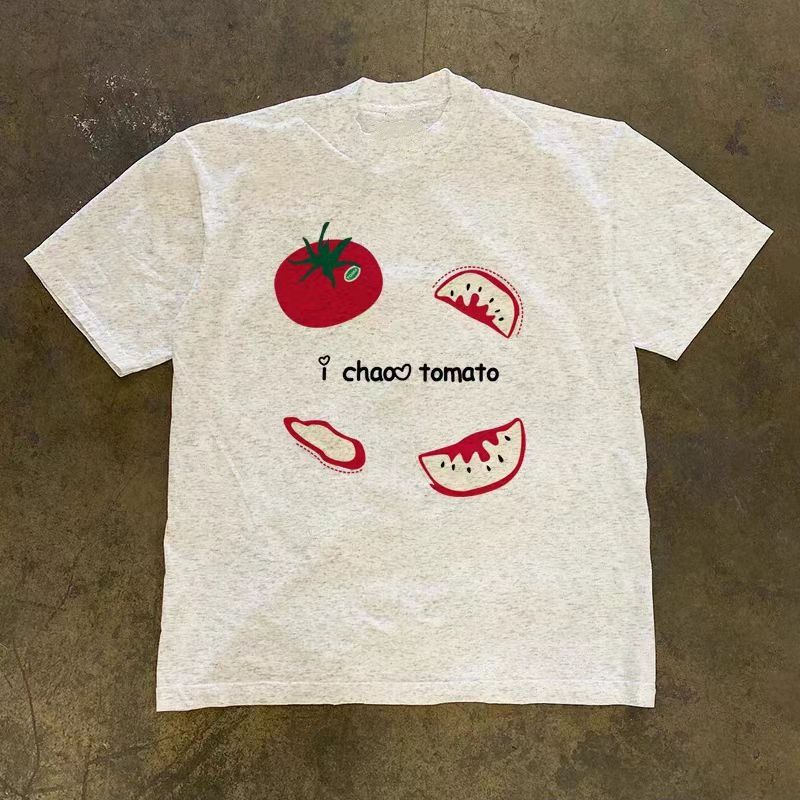 Vintage Street washed retro tomato print cotton t-shirt Size US M / EU 48-50 / 2 - 1 Thumbnail