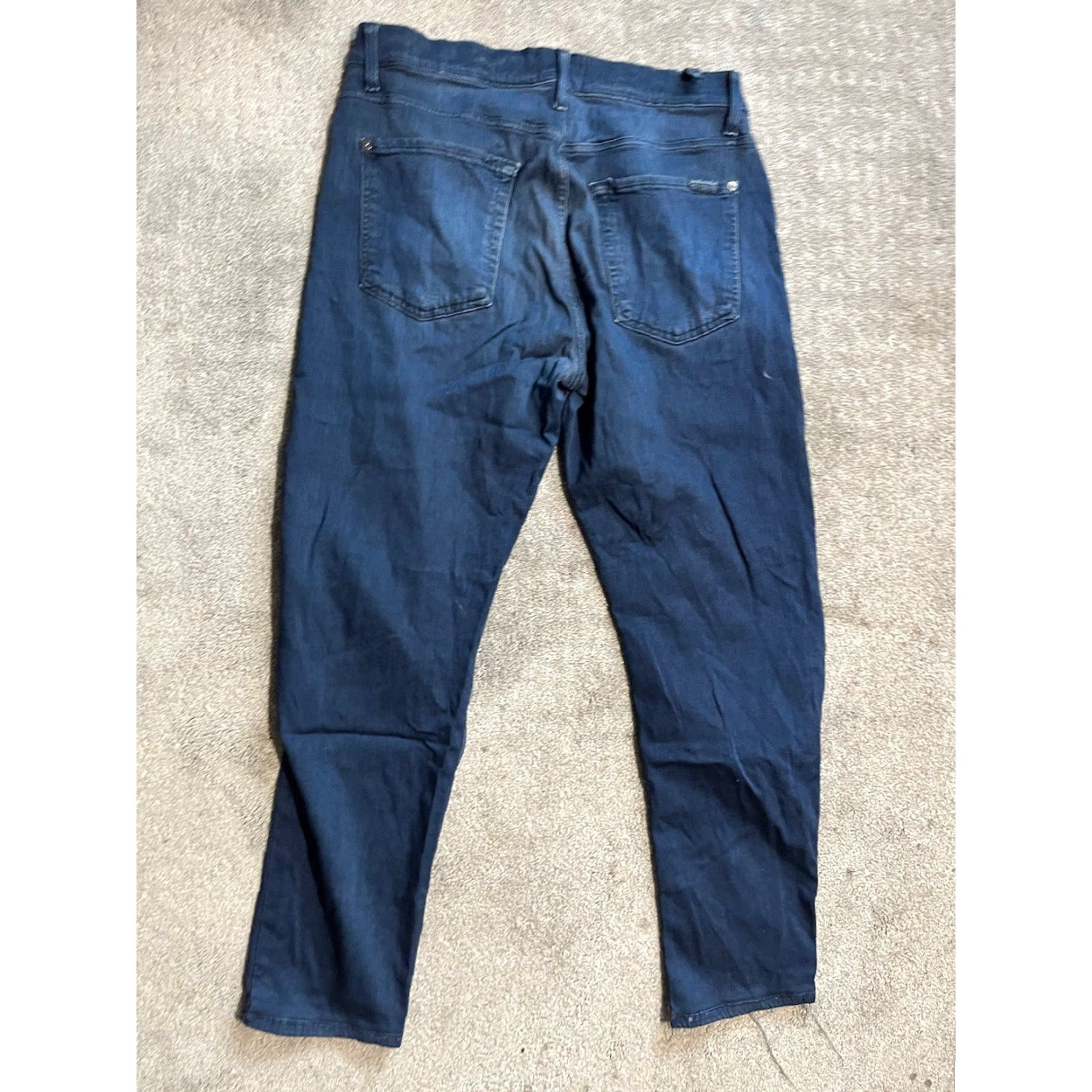7 For All Mankind 7 For All Mankind Jeans Men 32 Slim Straight Dark Wash Blue Denim 32x29 Stretch Slimming 5-Pocket Logo Button Zip Modern Sports Mens Size US 32 / EU 48 - 3 Thumbnail