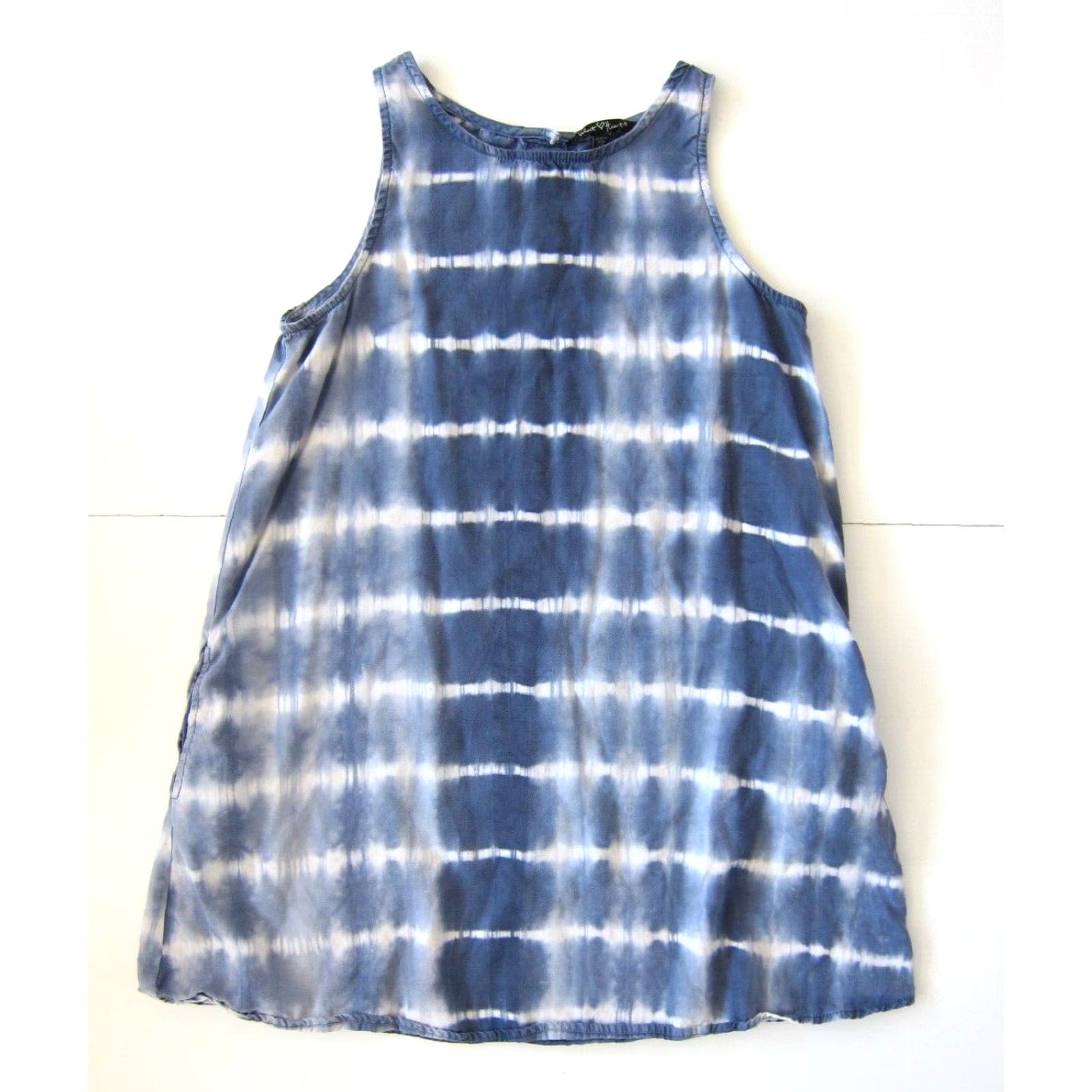 Velvet Velvet Heart Dress Tank XS Sleeveless Tie Dye Pocket Blue Rayon Knee Length Women Regular Colorful 90s Theme? Size XS / US 0-2 / IT 36-38 - 2 Thumbnail