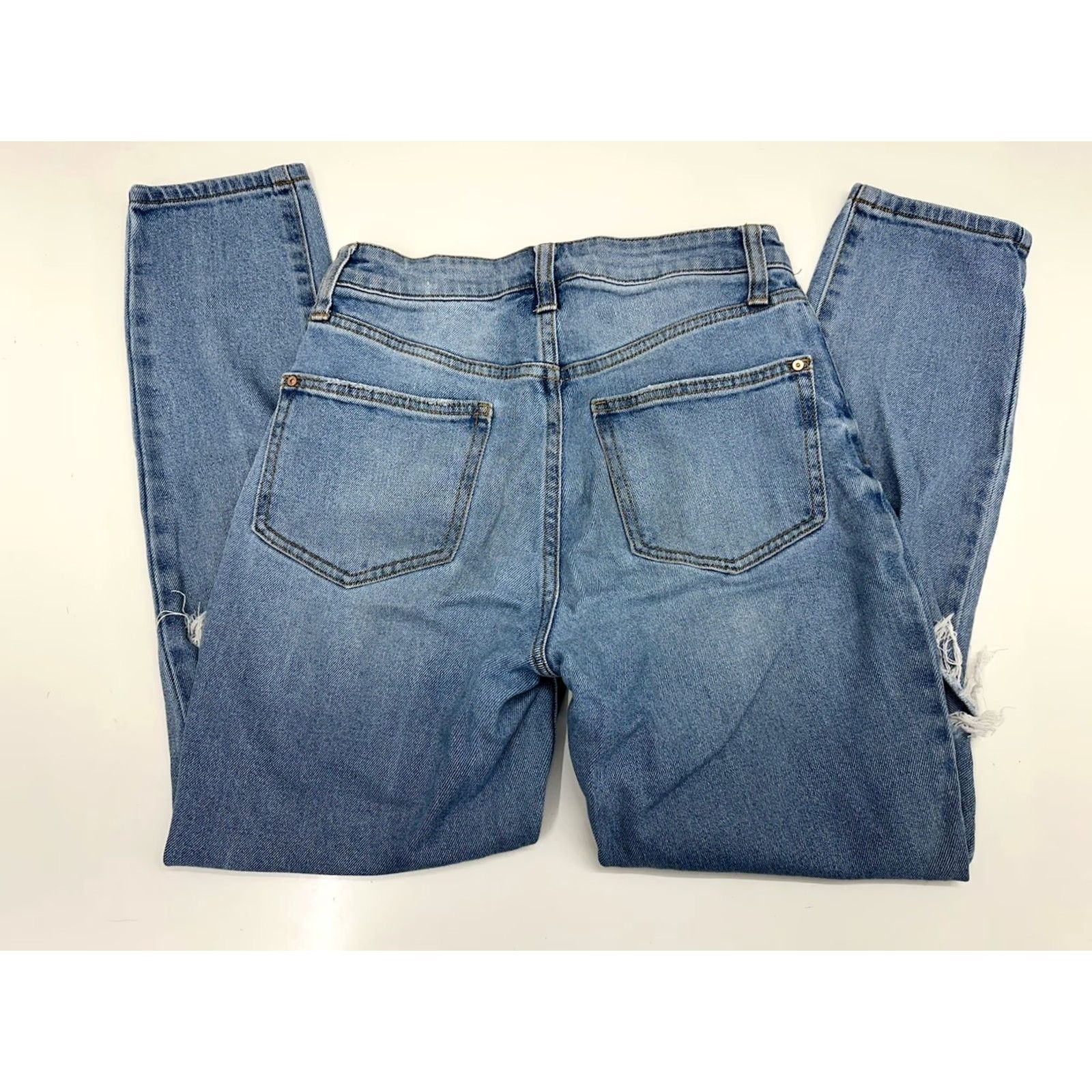 Vintage NO Boundaries NOBO Womens Juniors Jeans Size 3 Distressed Denim Jeans Pants Blue Regular Rise Mid 26.5in Inseam 25in Waist Womens Size 26" / US 2 / IT 38 - 7 Thumbnail