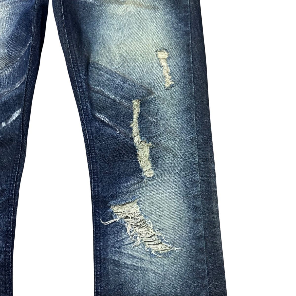 Le Grande Bleu (L.G.B.) Vice Fairy Whisker Distressed Denim Flare Jeans Size US 30 / EU 46 - 8 Thumbnail