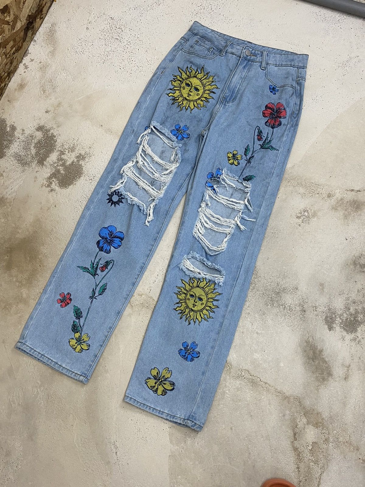 Beauty Beast × Japanese Brand × Le Grande Bleu (L.G.B.) Unisex Sunshine and Flower Floral Printed High Waist Size US 28 / EU 44 - 4 Thumbnail