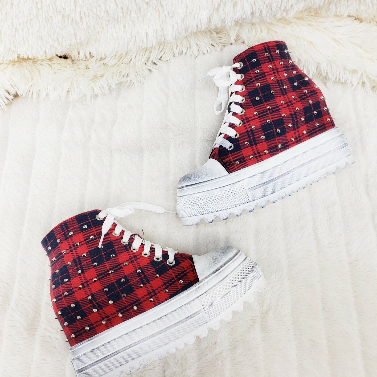 Alexander Wang Wang Cherry Bomb Platform Sneaker Boots Hidden Wedge Red Nav Size US 10 / IT 40 - 9 Thumbnail